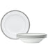  Noritake Charlotta Platinum Set Of 4 Rim Soup Bowls - White - Bonton