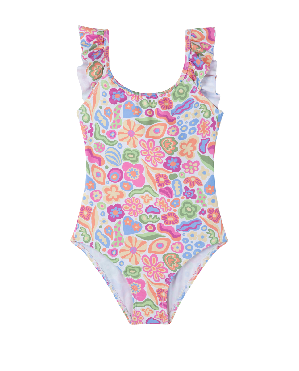  Gottex Kids Under the Sea Square Neck Ruffle One Piece - Sea-Multi - Bonton