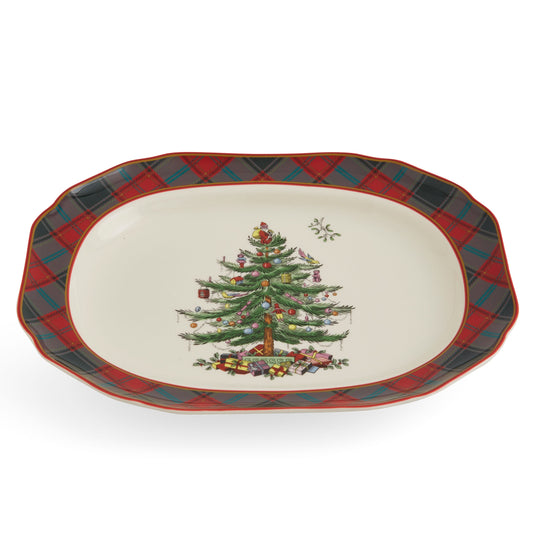 Christmas Tree Tartan Rectangular Platter