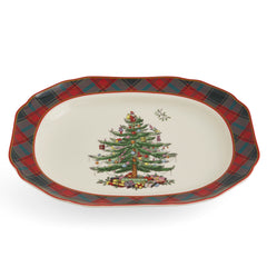 Christmas Tree Tartan Rectangular Platter