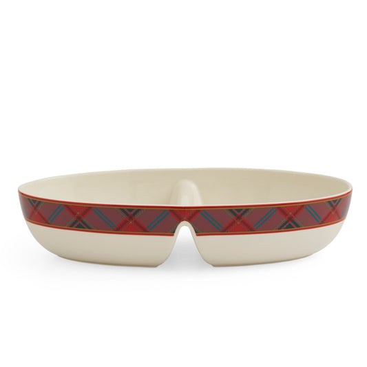 Christmas Tree Tartan Oval Divided Server