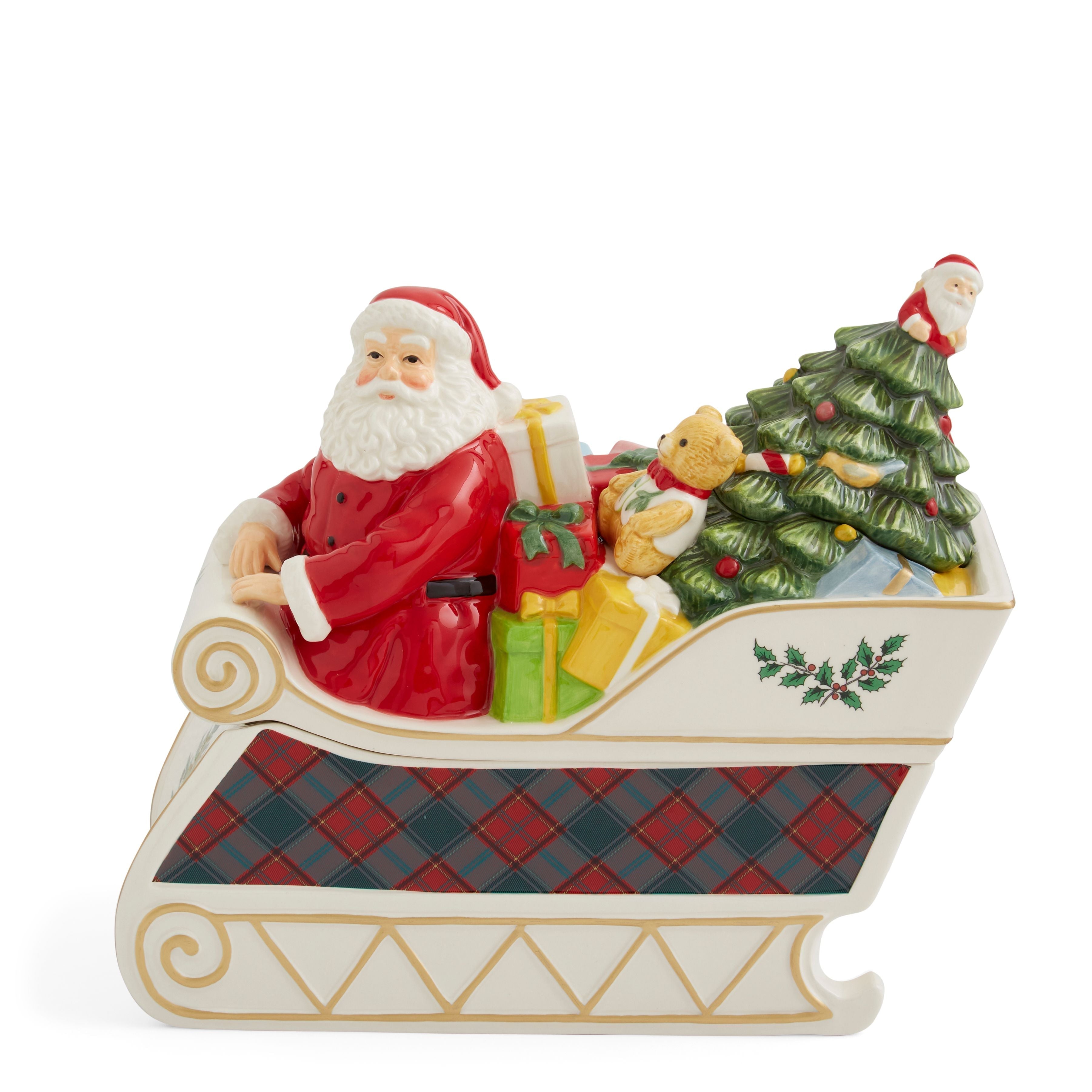  Spode Christmas Tree Santa Sleigh Cookie Jar - White - Bonton