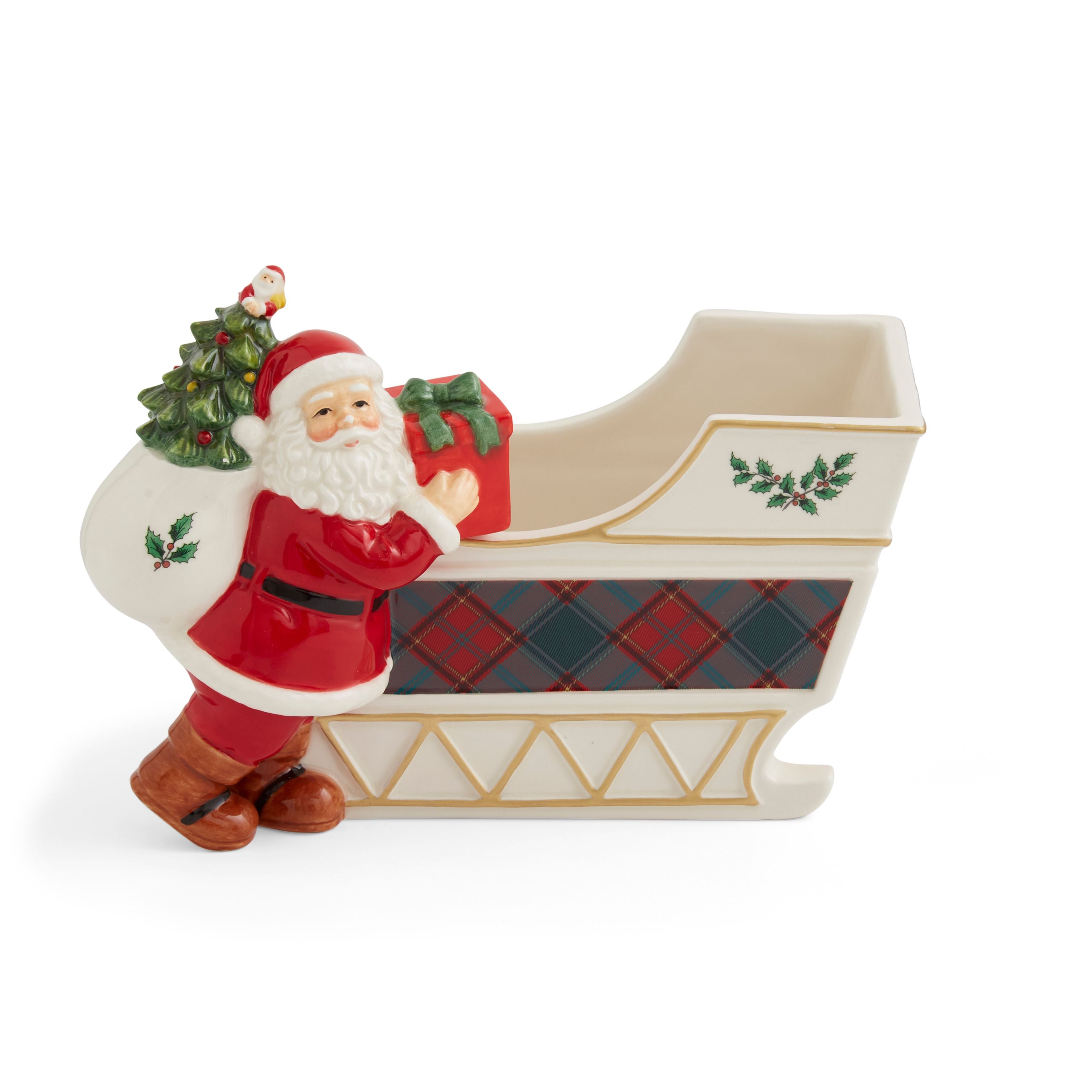  Spode Christmas Tree Santa Sleigh Candy Jar - White - Bonton