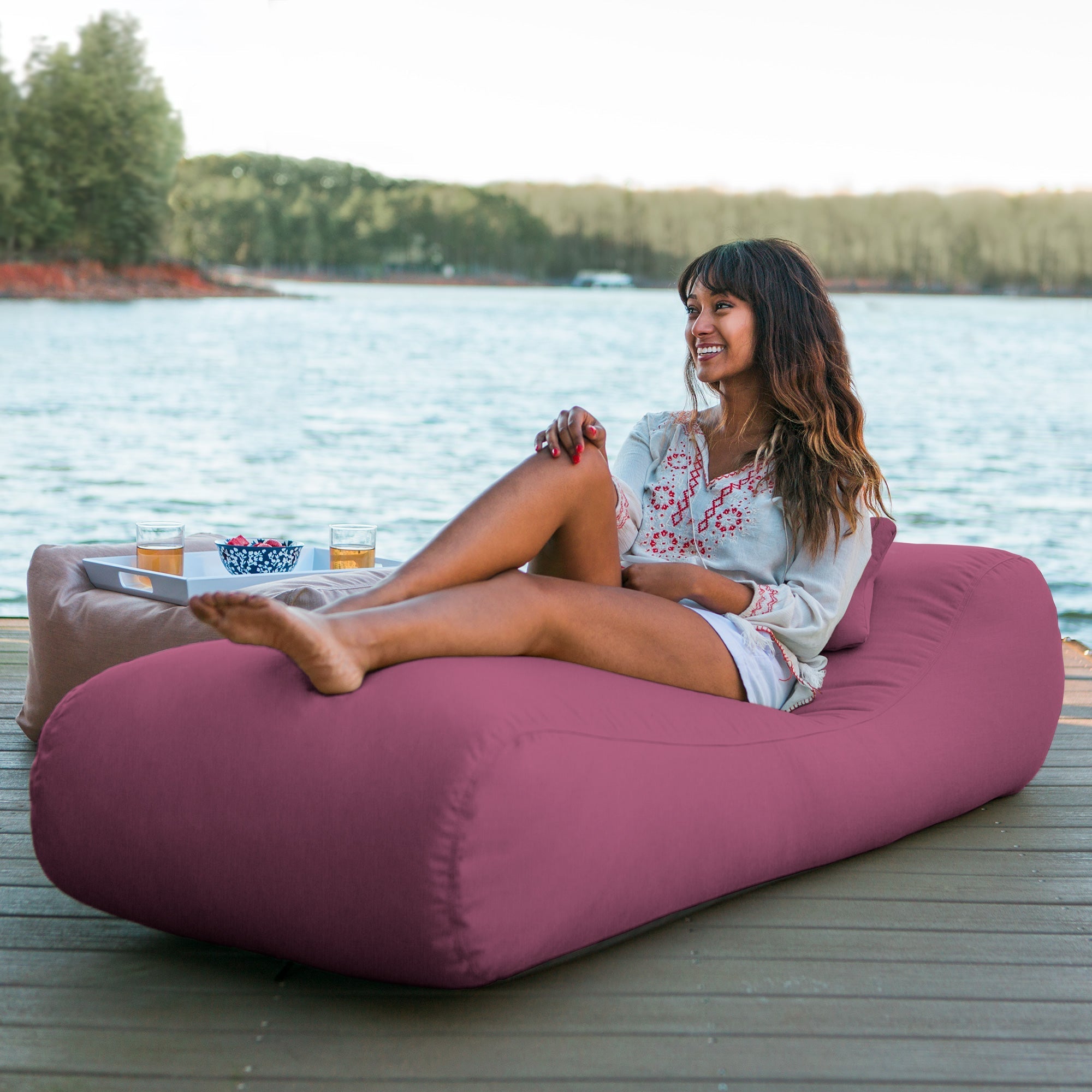  Jaxx Outdoor Bean Bag Sun Lounger with Sunbrella Cover - Iris - Bonton