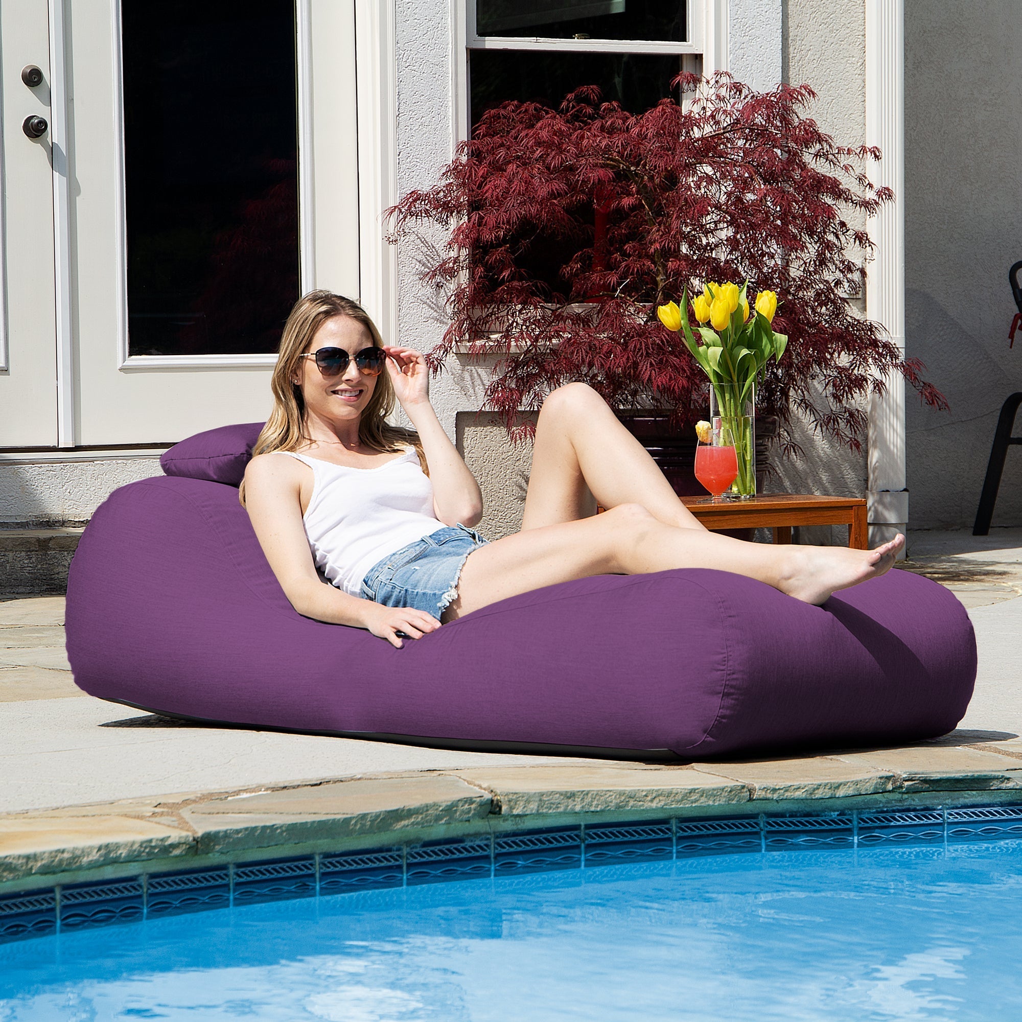  Jaxx Outdoor Bean Bag Sun Lounger with Sunbrella Cover - Iris - Bonton