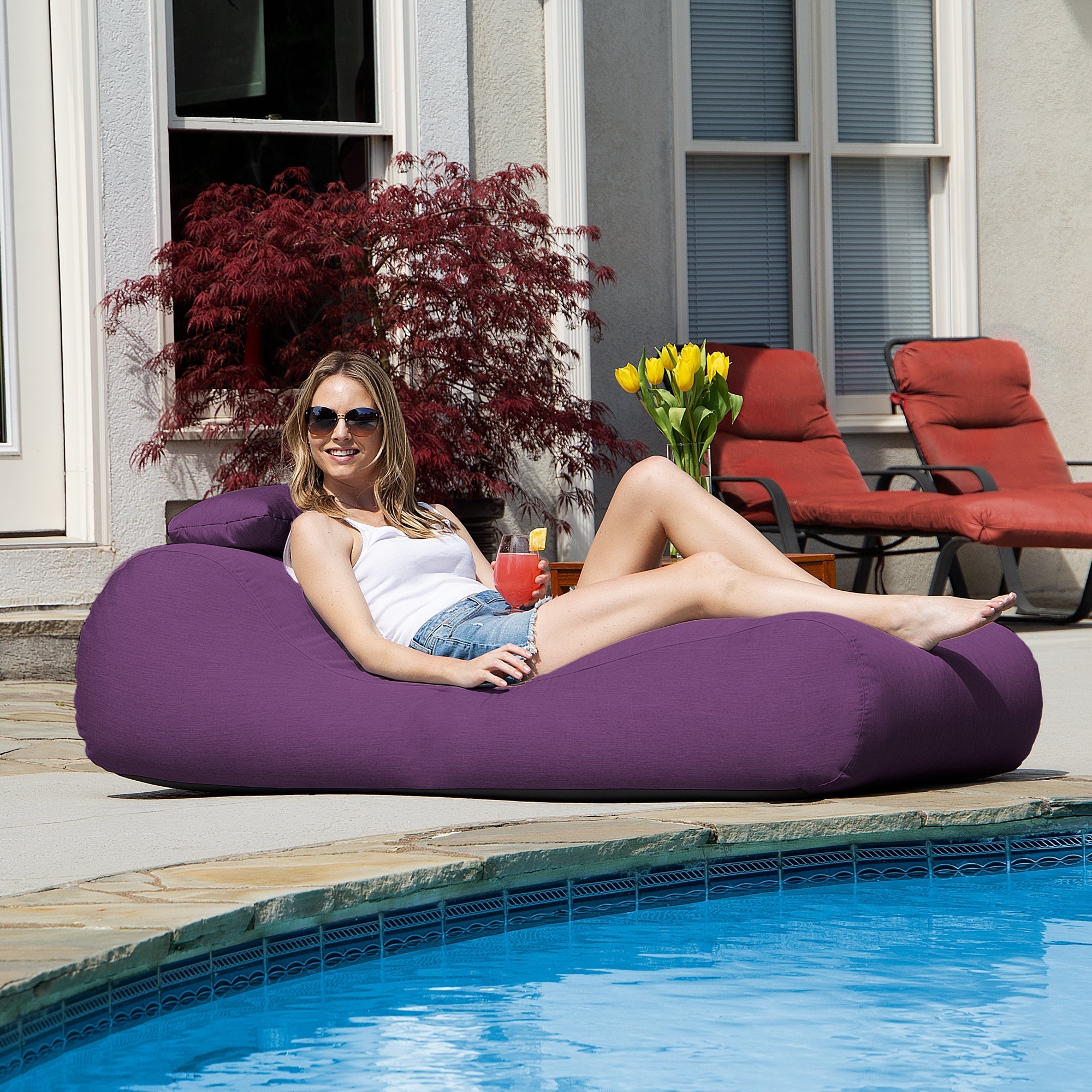  Jaxx Outdoor Bean Bag Sun Lounger with Sunbrella Cover - Iris - Bonton