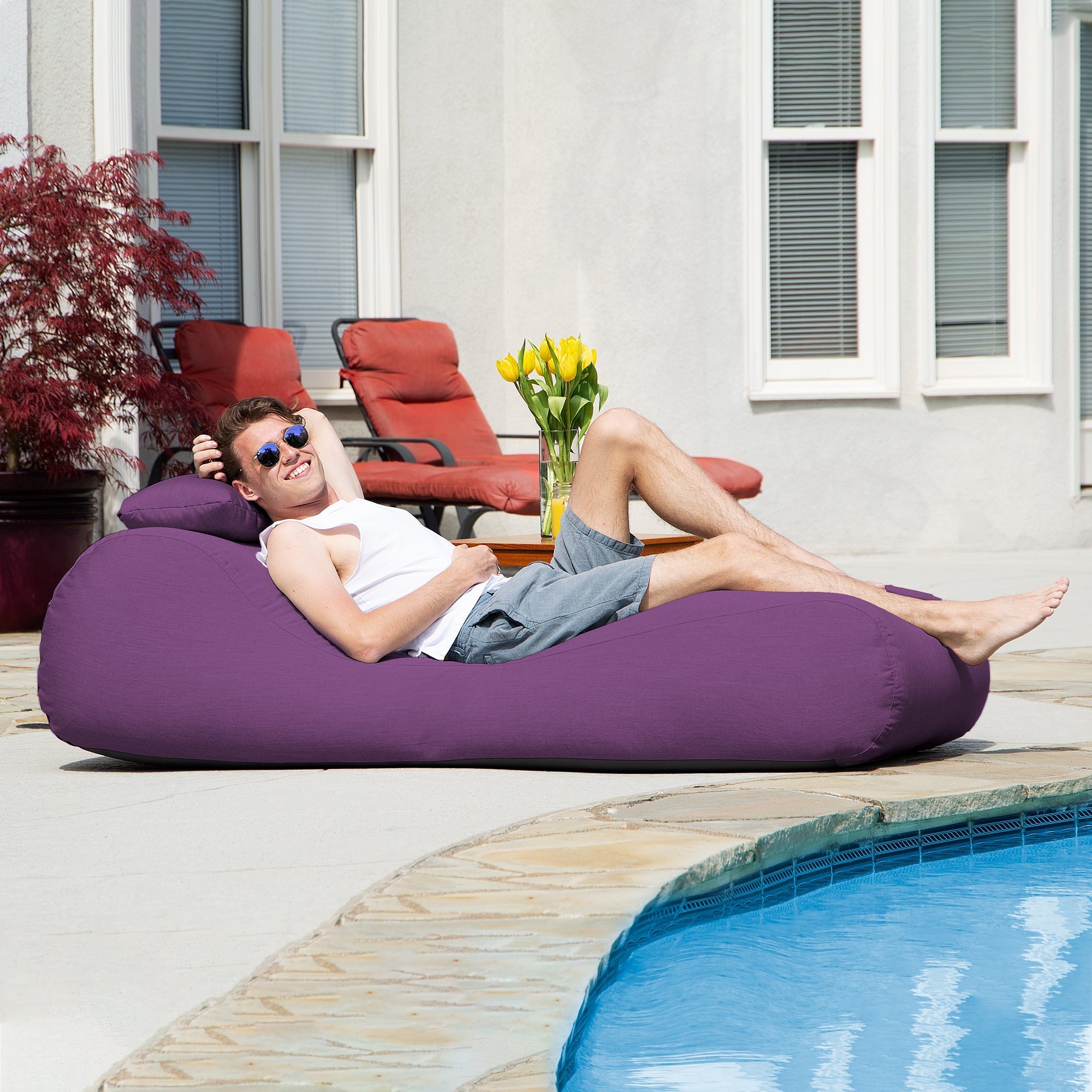  Jaxx Outdoor Bean Bag Sun Lounger with Sunbrella Cover - Iris - Bonton