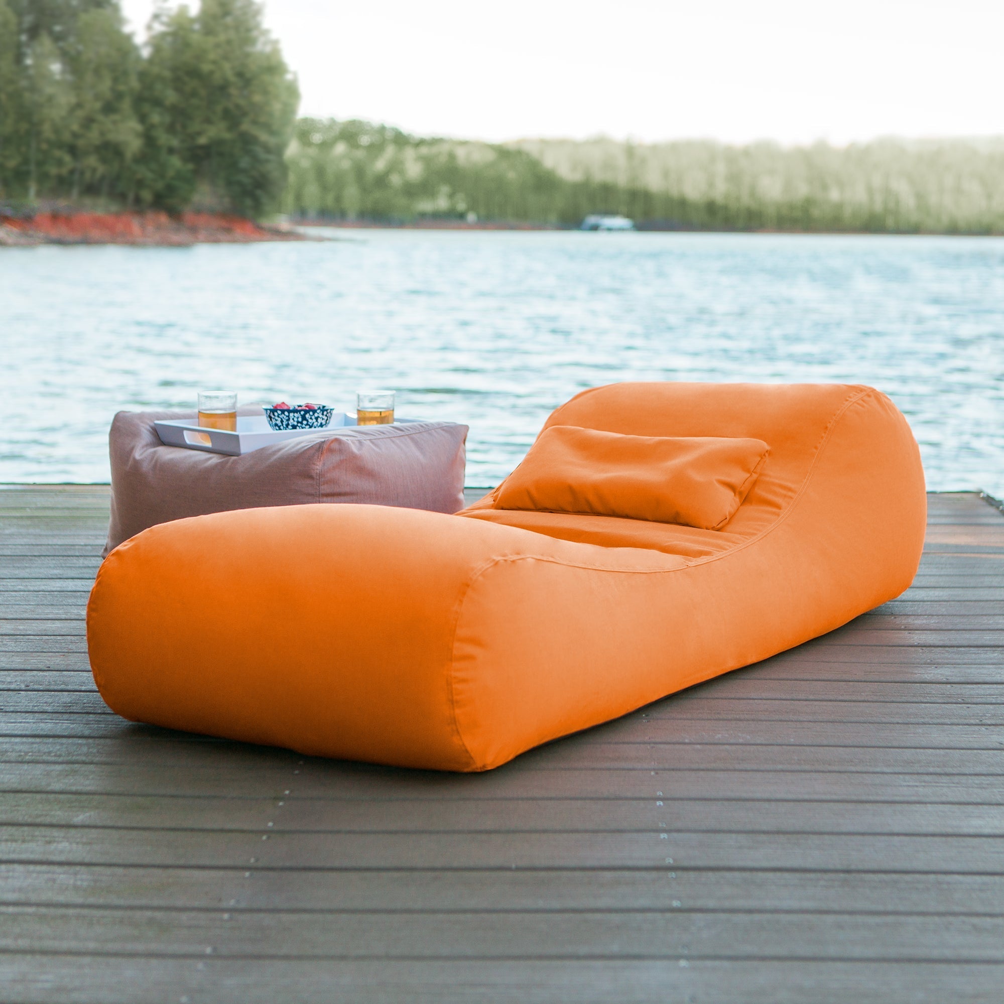  Jaxx Outdoor Bean Bag Sun Lounger with Sunbrella Cover - Tangerine - Bonton