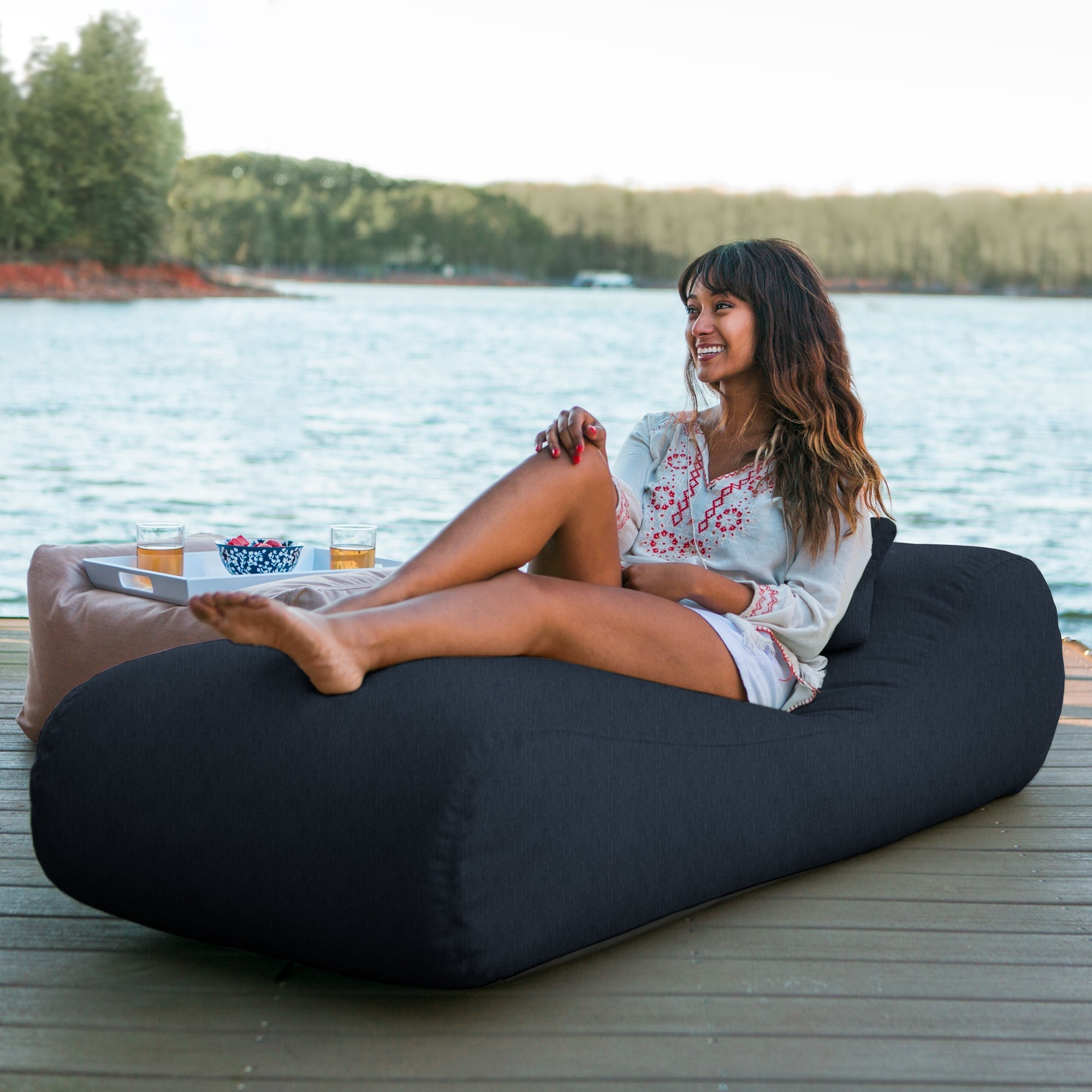  Jaxx Outdoor Bean Bag Sun Lounger with Sunbrella Cover - Indigo - Bonton