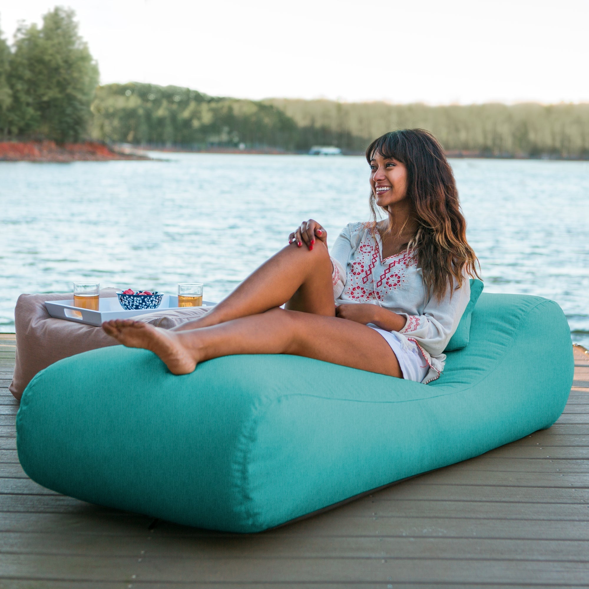  Jaxx Outdoor Bean Bag Sun Lounger with Sunbrella Cover - Aruba - Bonton