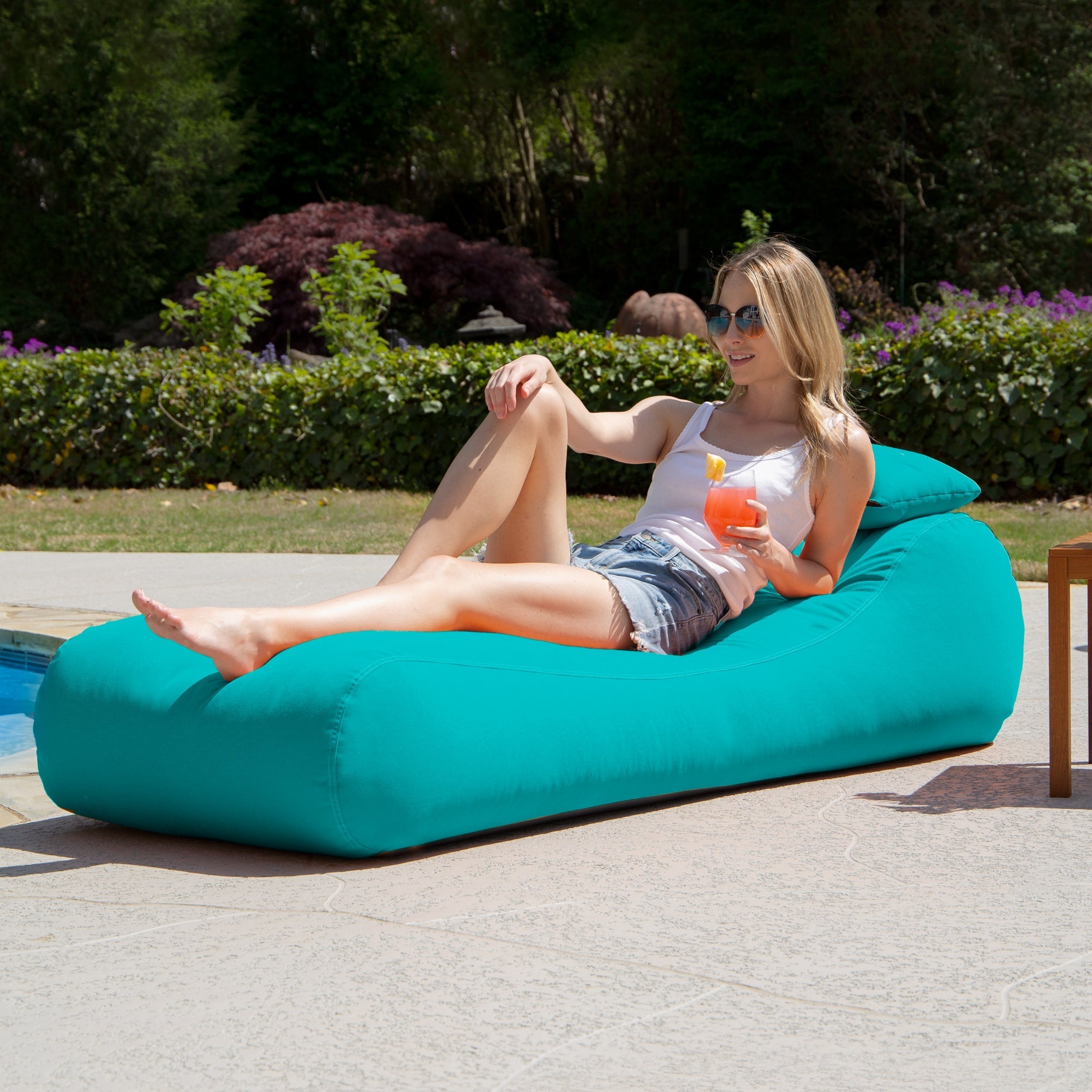  Jaxx Outdoor Bean Bag Sun Lounger with Sunbrella Cover - Aruba - Bonton