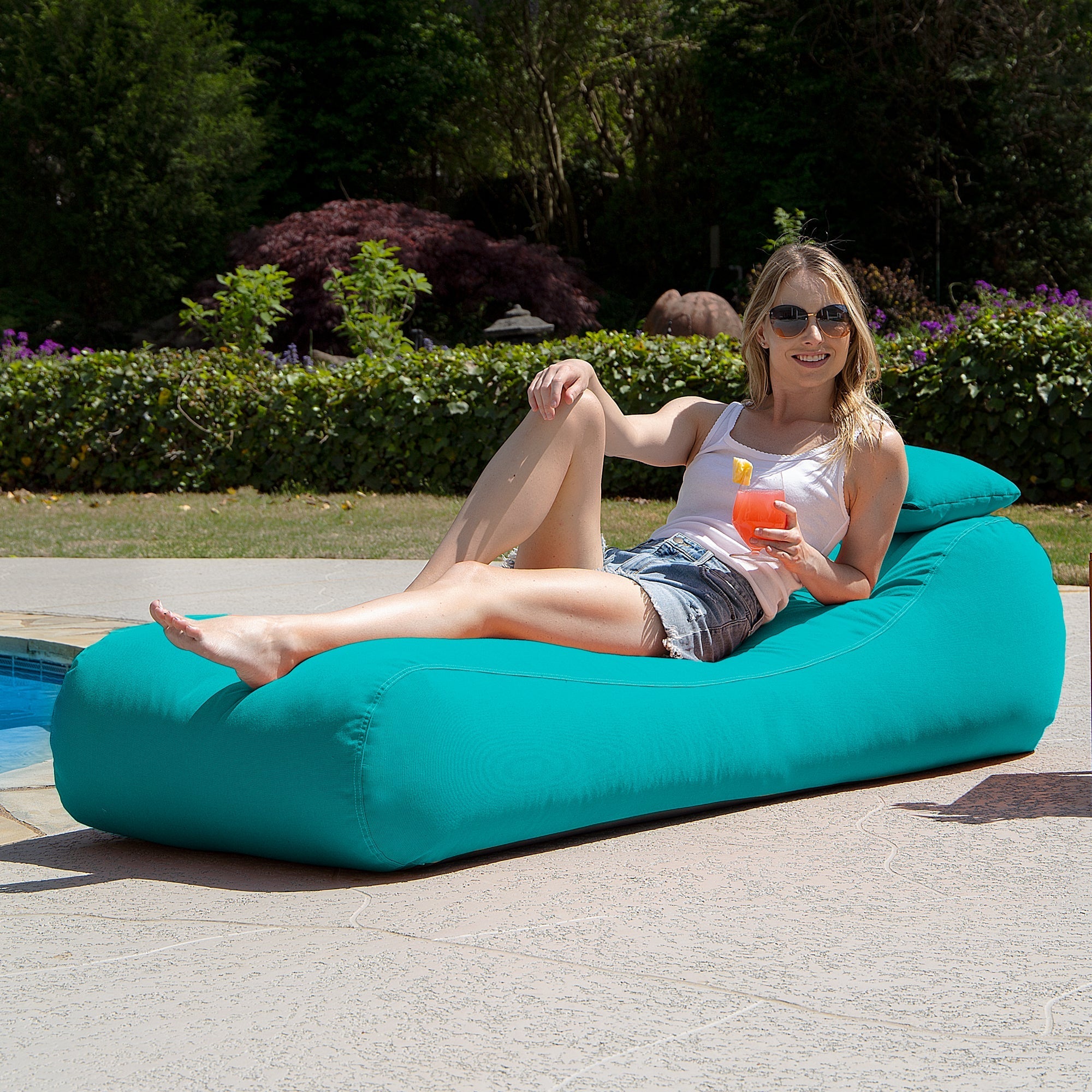  Jaxx Outdoor Bean Bag Sun Lounger with Sunbrella Cover - Aruba - Bonton