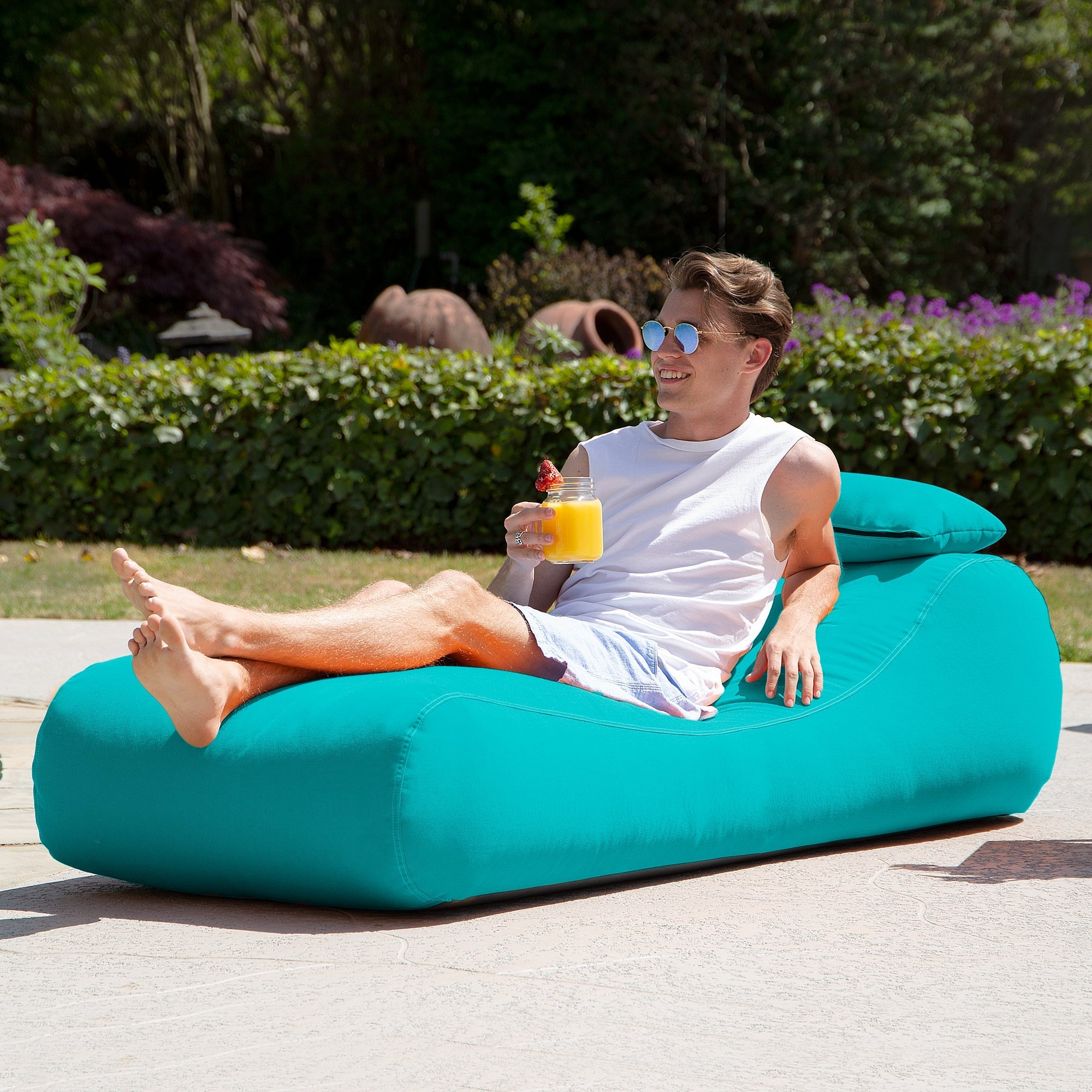  Jaxx Outdoor Bean Bag Sun Lounger with Sunbrella Cover - Aruba - Bonton