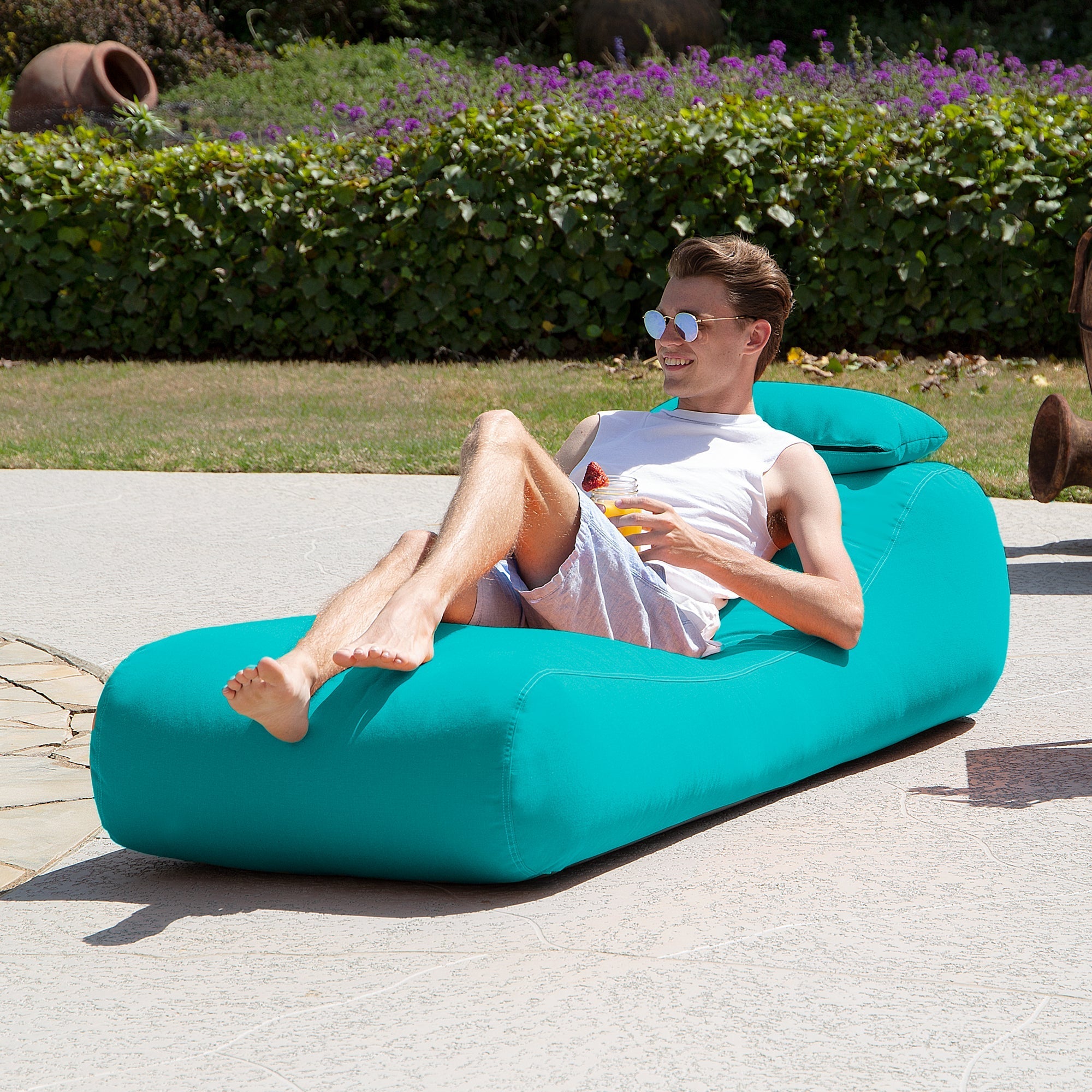  Jaxx Outdoor Bean Bag Sun Lounger with Sunbrella Cover - Aruba - Bonton