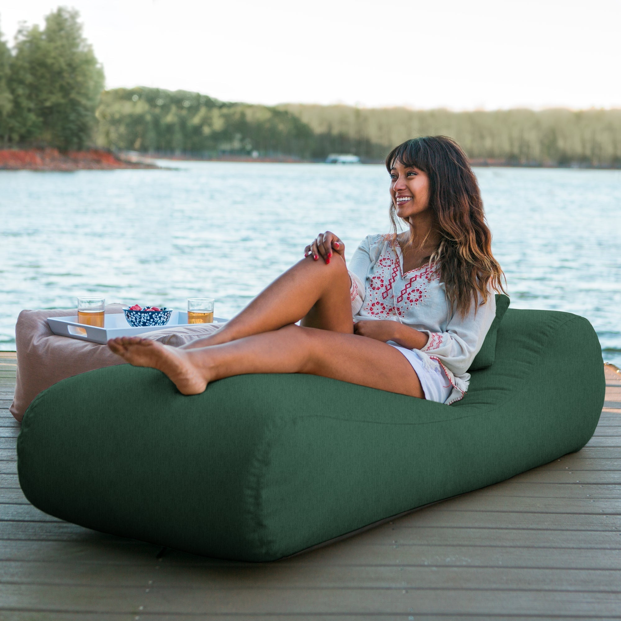  Jaxx Outdoor Bean Bag Sun Lounger with Sunbrella Cover - Breeze - Bonton