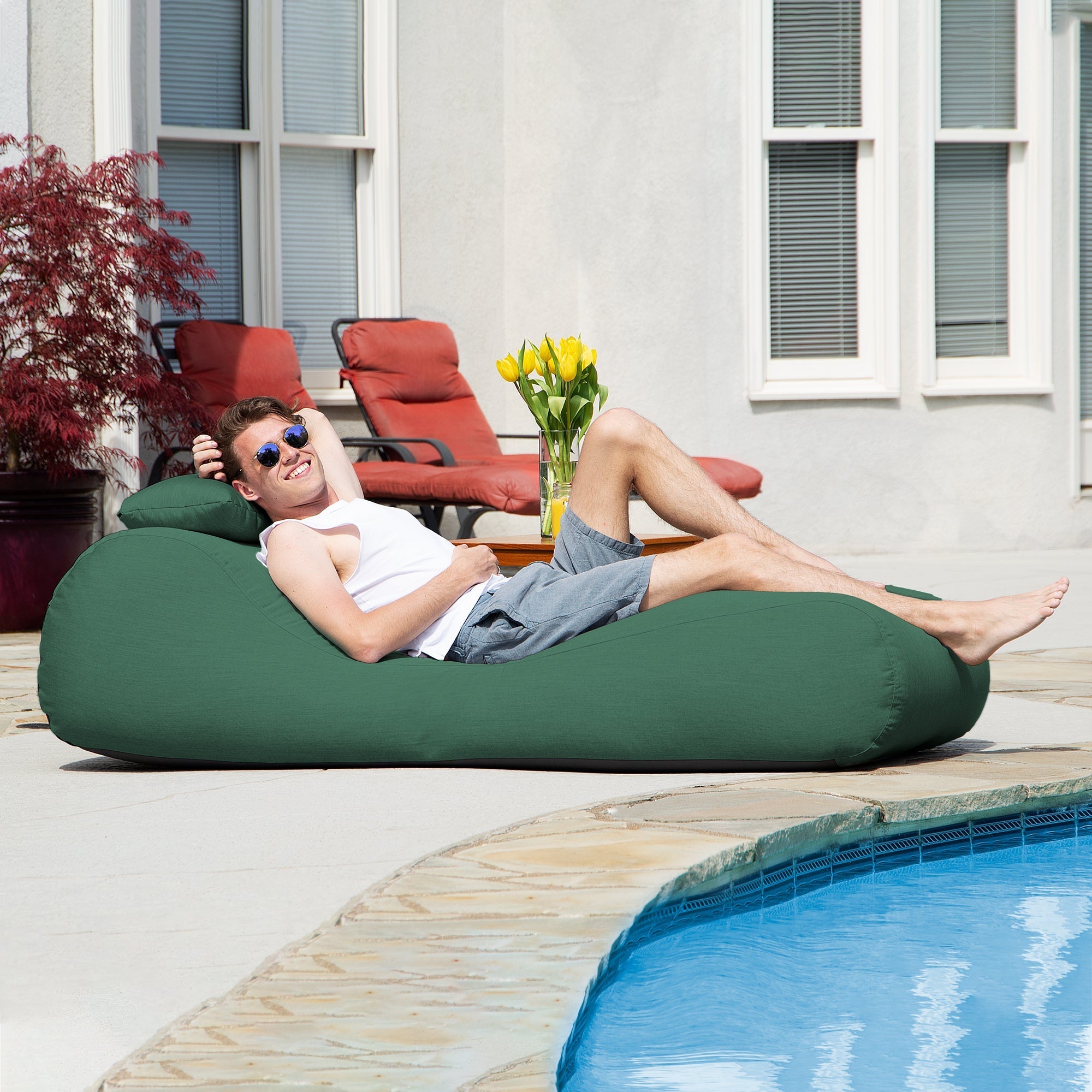  Jaxx Outdoor Bean Bag Sun Lounger with Sunbrella Cover - Breeze - Bonton