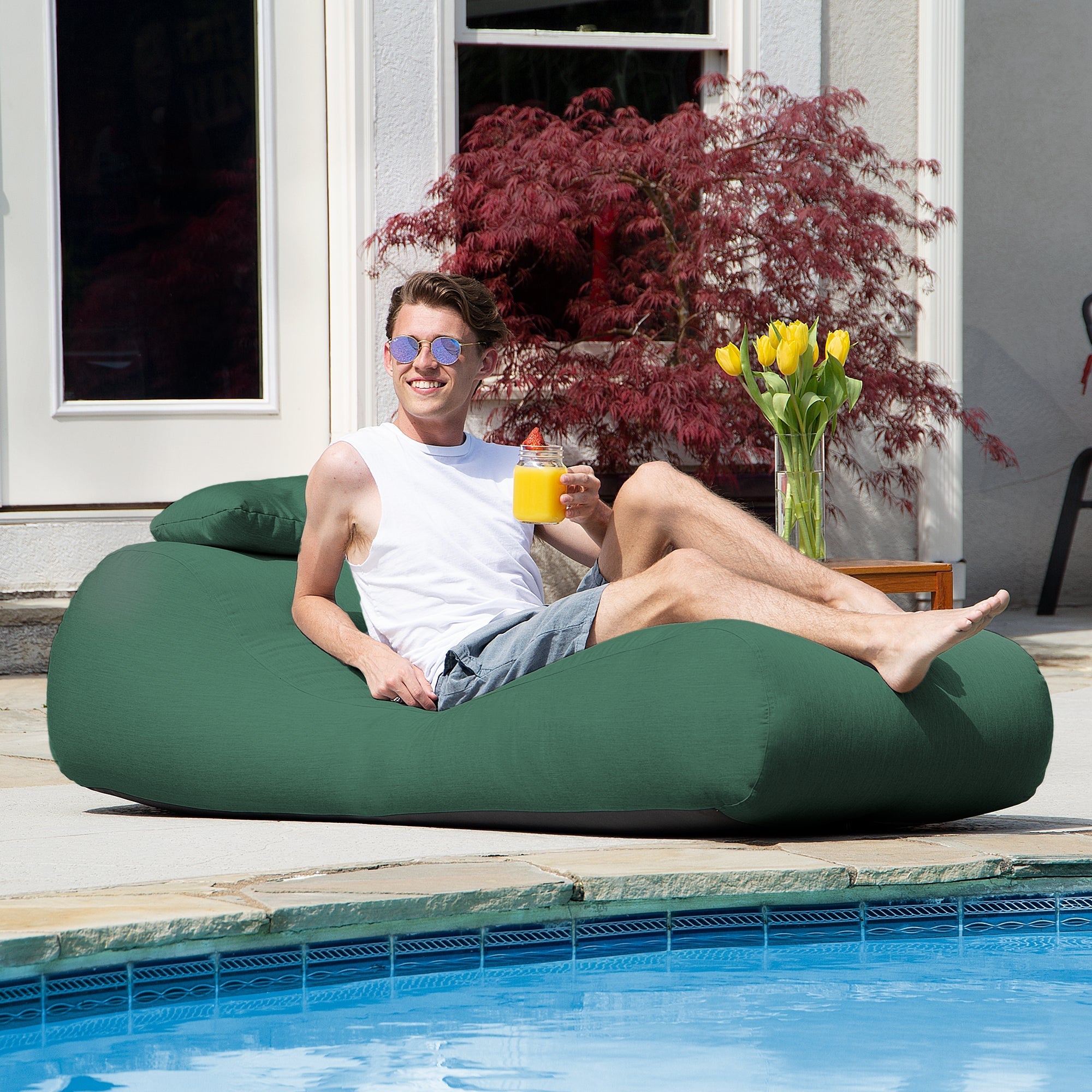  Jaxx Outdoor Bean Bag Sun Lounger with Sunbrella Cover - Breeze - Bonton