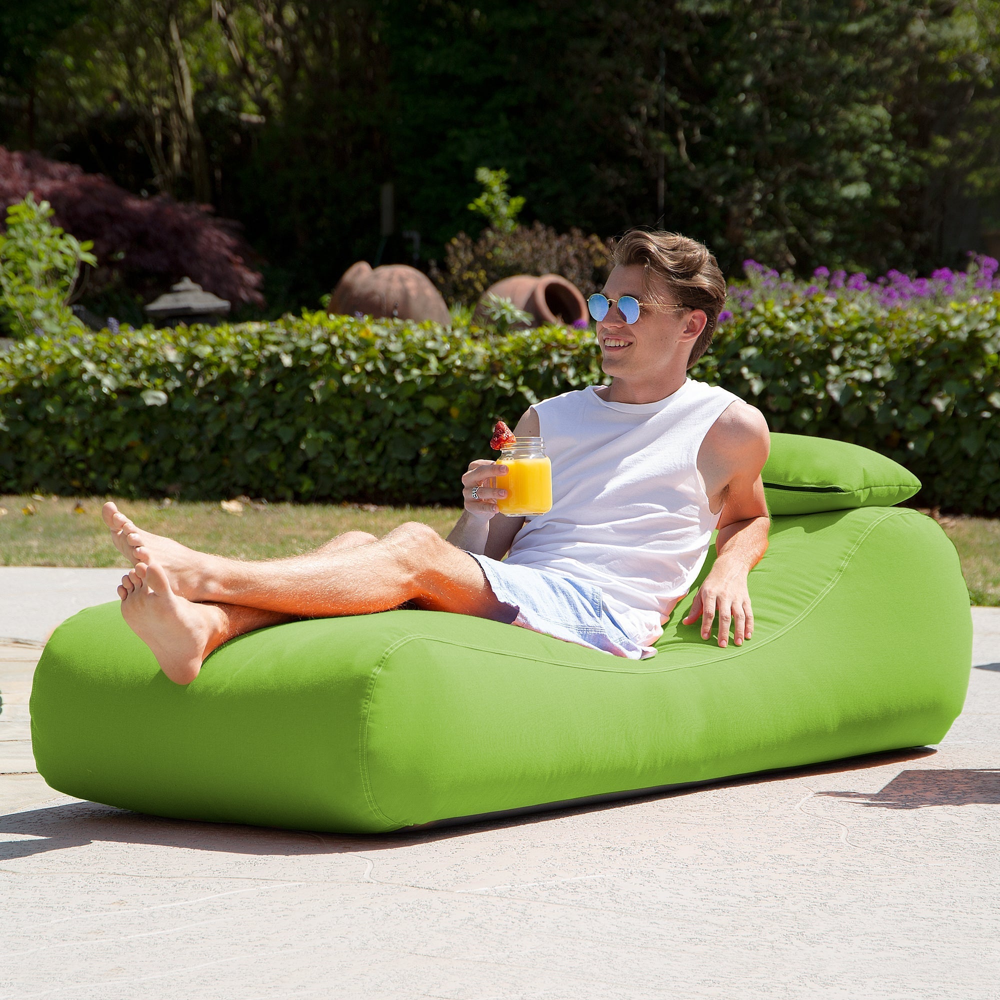  Jaxx Outdoor Bean Bag Sun Lounger with Sunbrella Cover - Parrot - Bonton