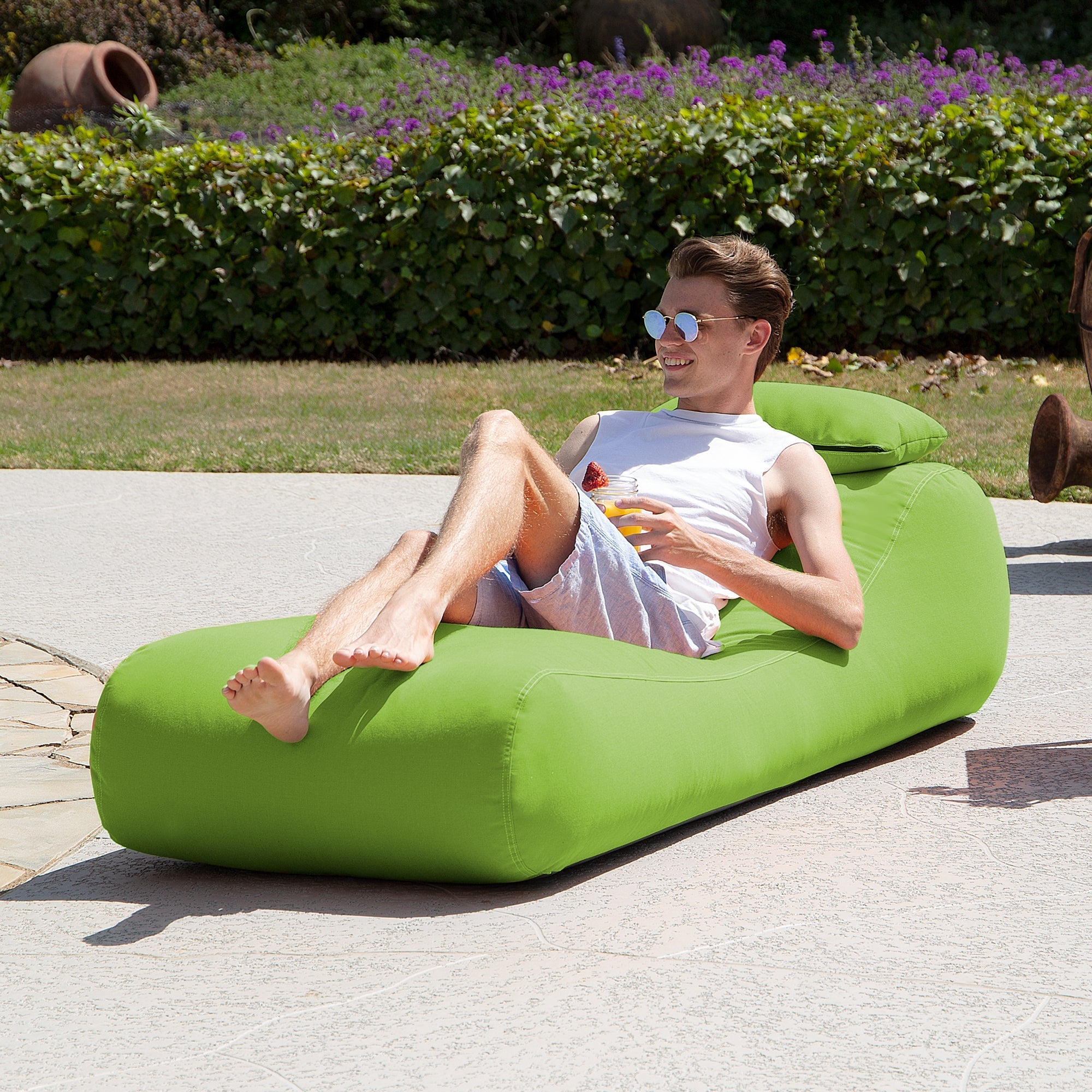  Jaxx Outdoor Bean Bag Sun Lounger with Sunbrella Cover - Parrot - Bonton