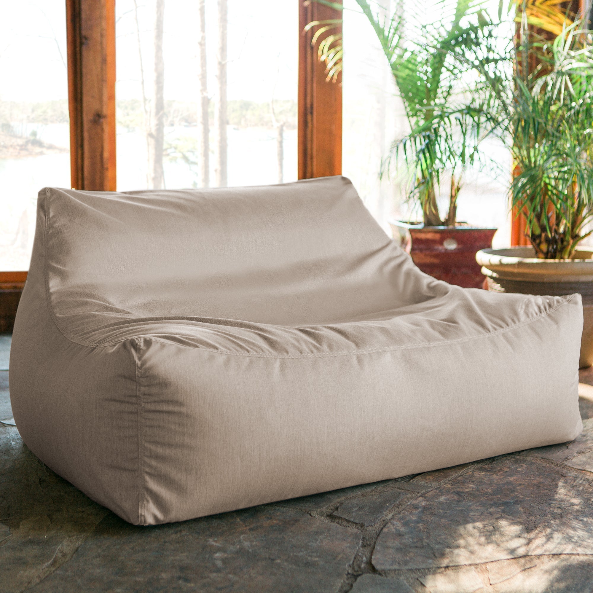  Jaxx Lavista Outdoor Bean Bag Loveseat / Modern Patio Sofa - Flax - Bonton