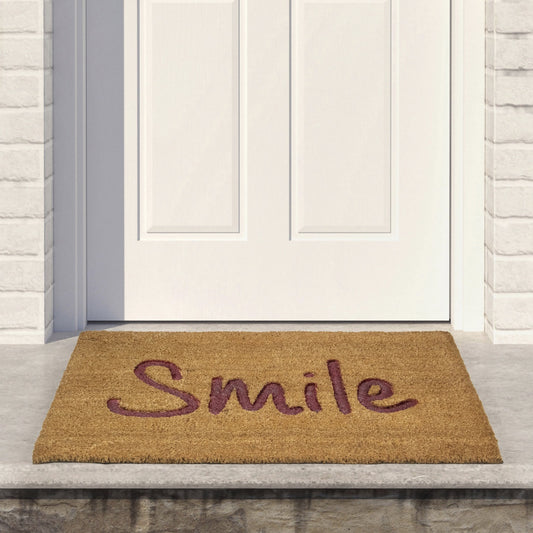 Natural Coir "Smile" Outdoor Rectangular Doormat 18" X 30"