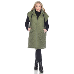 Plus Size Diamond Quilted Hooded Puffer Vest