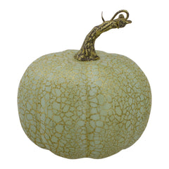 Crackle Fall Harvest Thanksgiving Pumpkins - 5" - Green and Gold - Set of 2