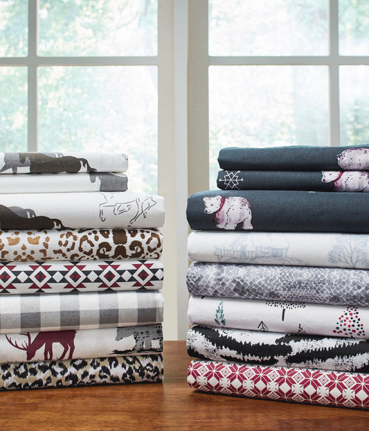 Winter Print Flannel Sheet Sets