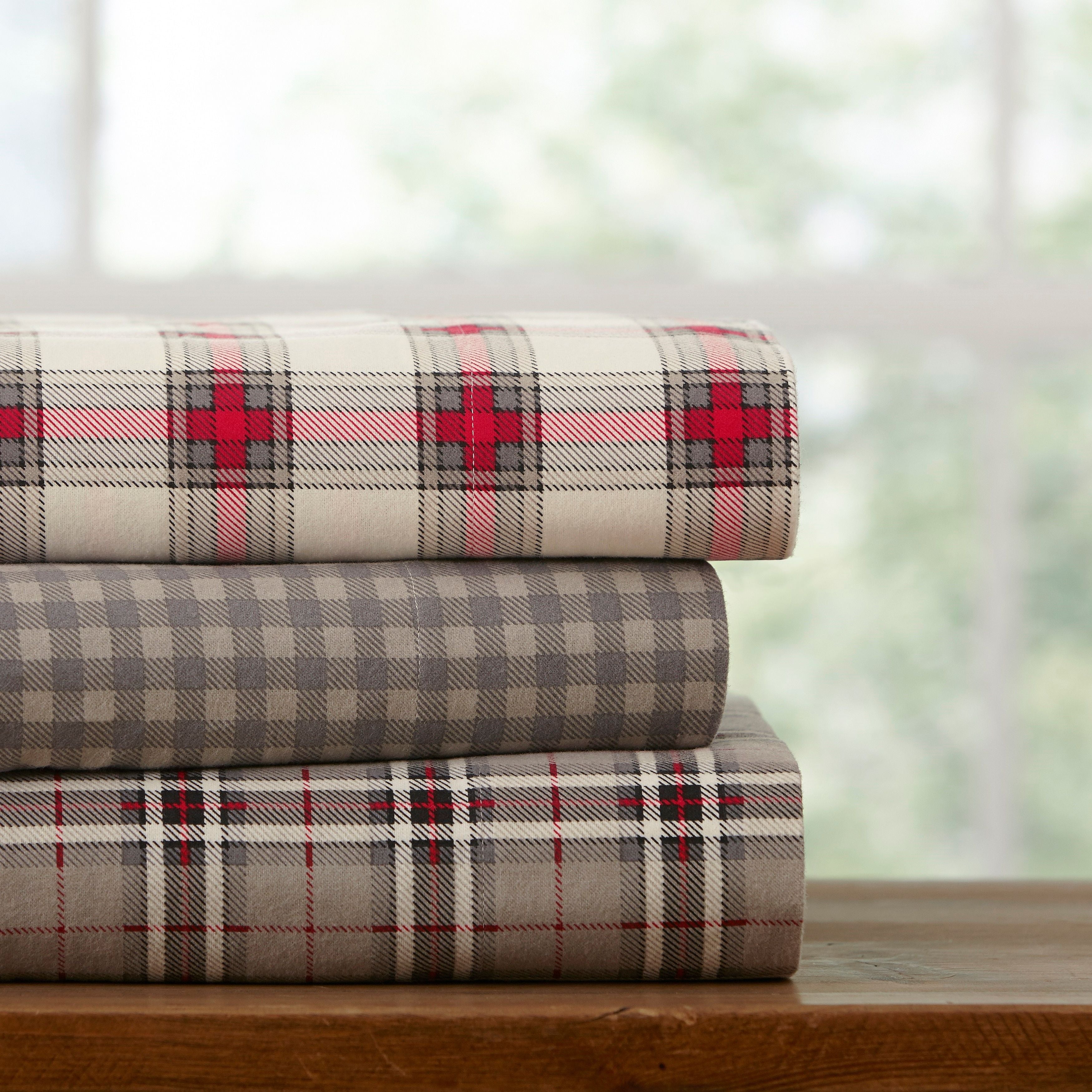  Pointehaven Plaid Heavy Weight Flannel Sheet Sets - Derby - Derby - Bonton