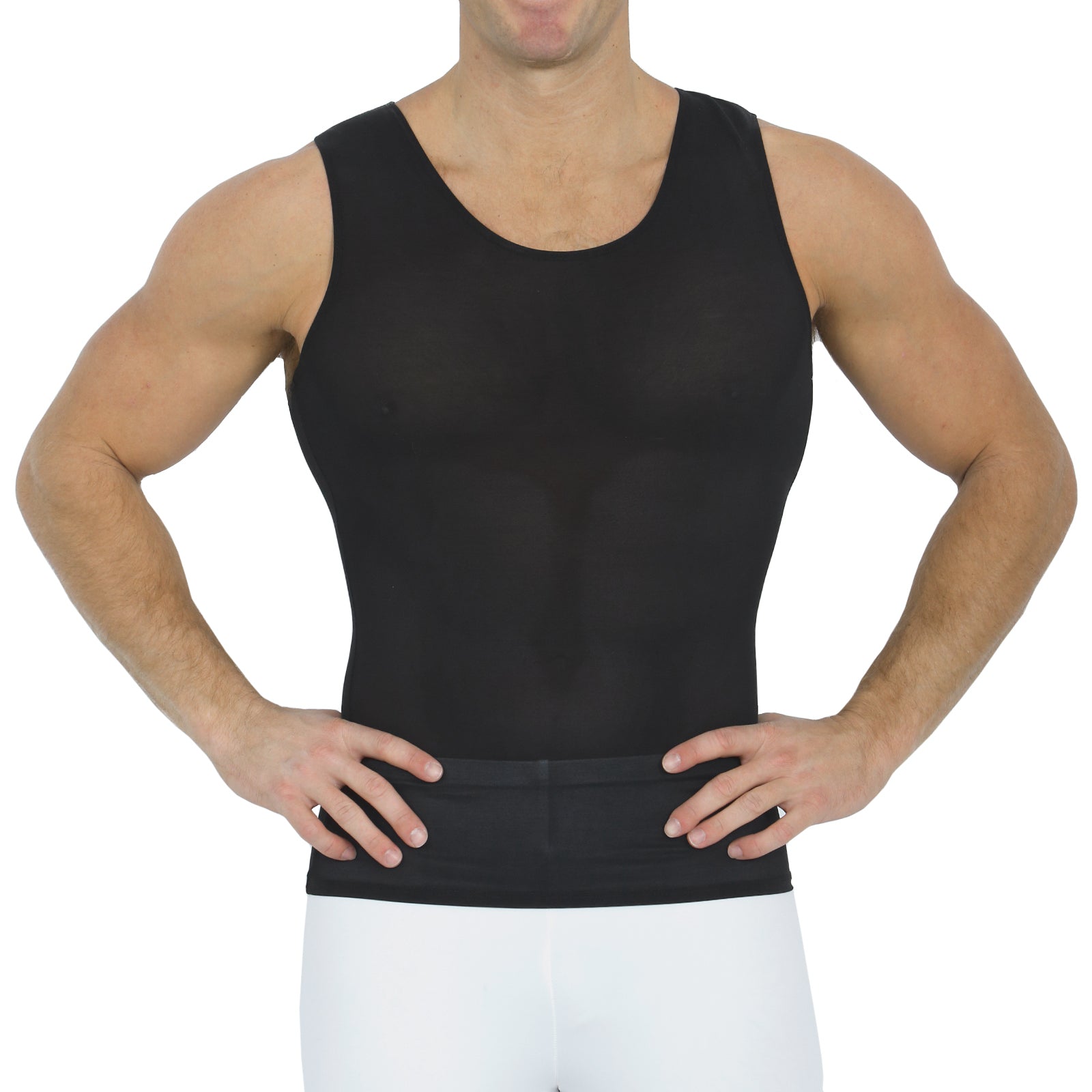  InstantFigure Insta Slim Power Mesh Compression Muscle Tank 180MS0001 - White - Bonton