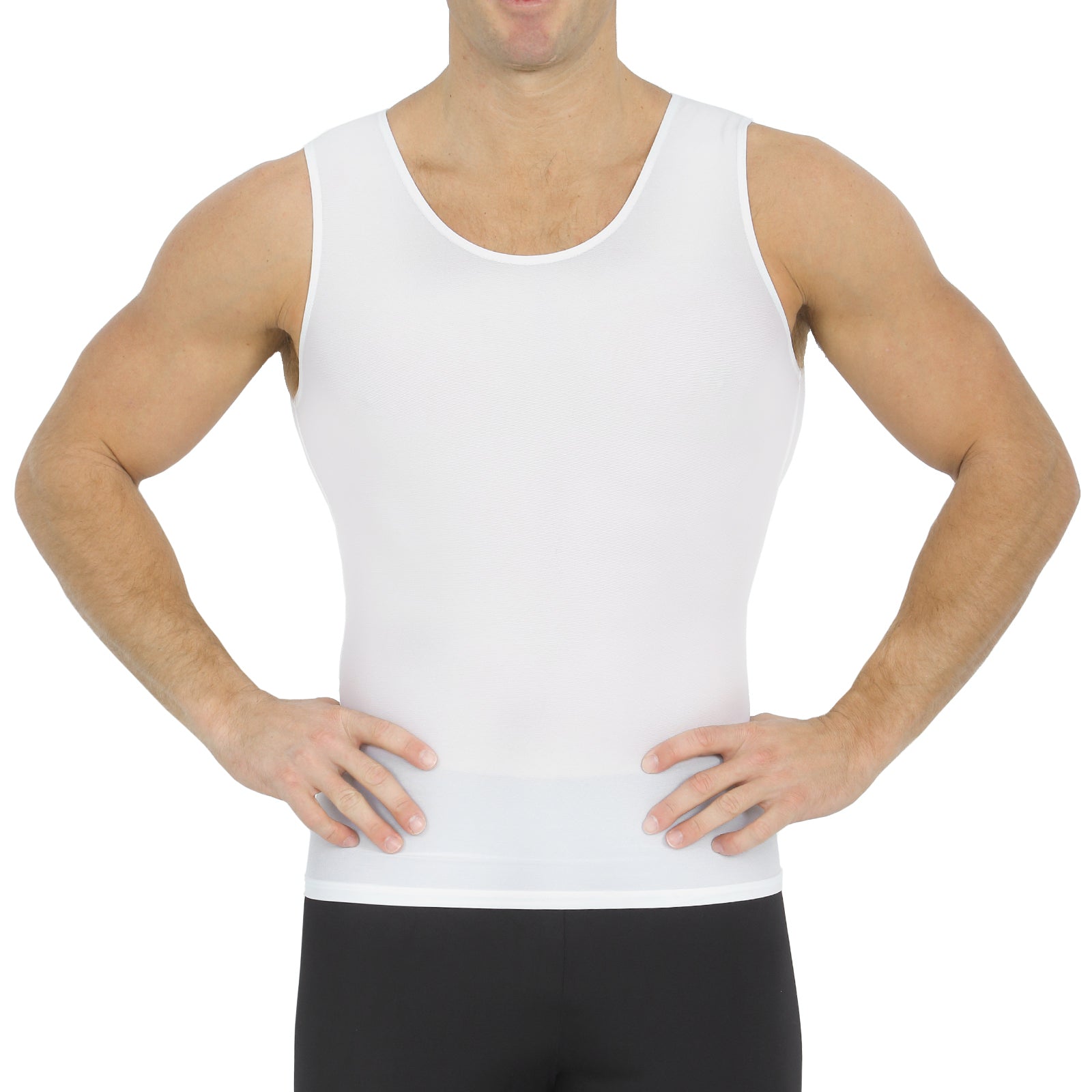  InstantFigure Insta Slim Power Mesh Compression Muscle Tank 180MS0001 - White - Bonton