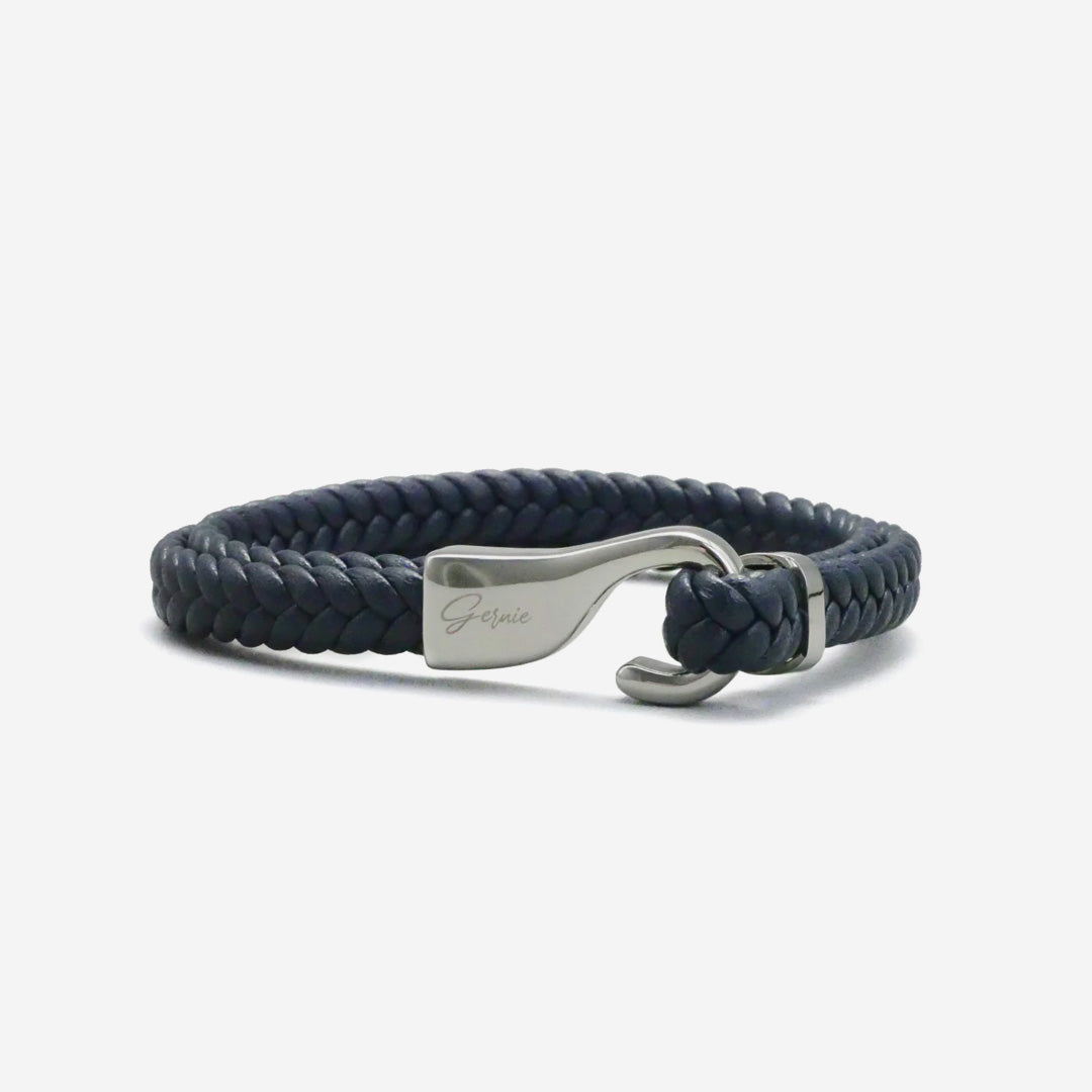  Gernie NYC Premium Leather Claremont Men's Bracelet - Navy - Bonton