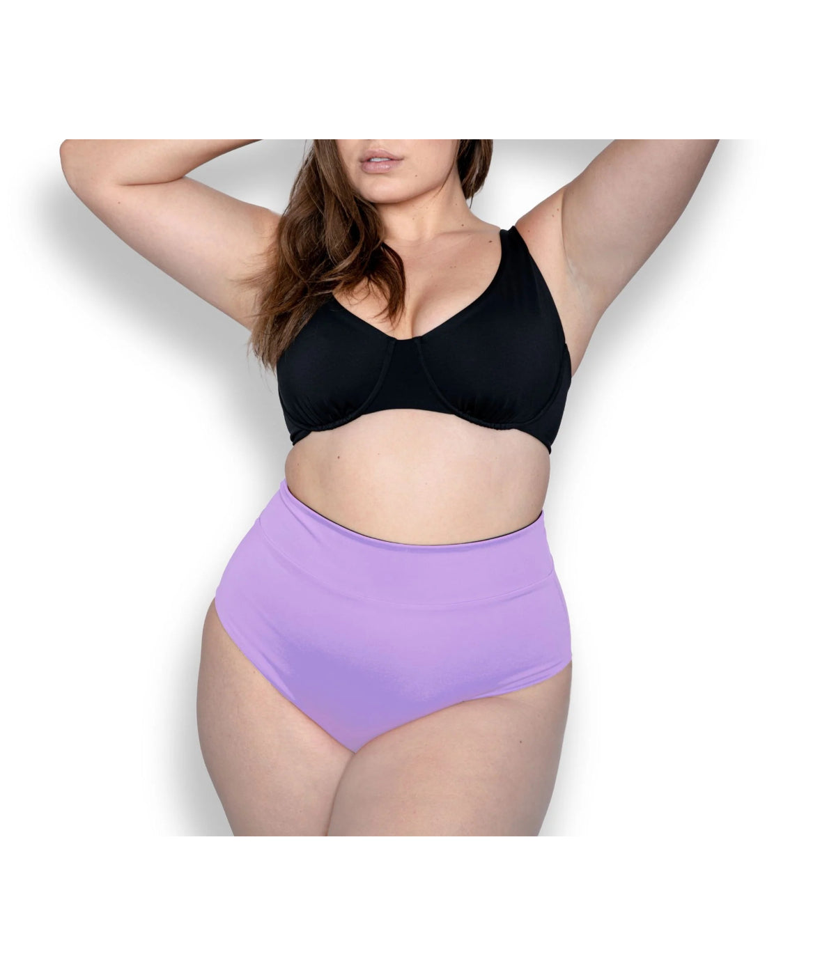  Sunset Vibes Swimwear Hermosa High-Waisted Reversible Bikini Bottoms - Lavender & Black - Bonton