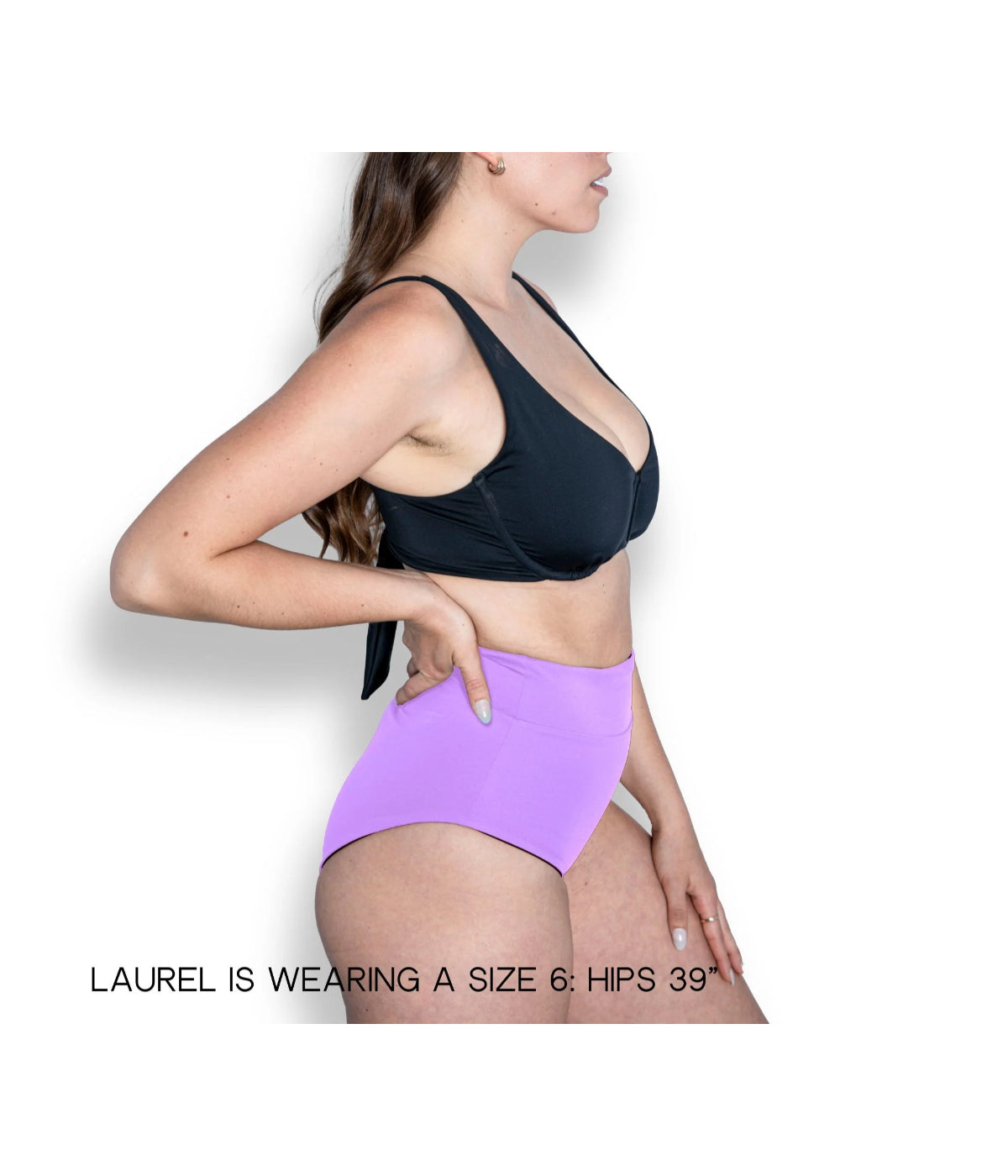  Sunset Vibes Swimwear Hermosa High-Waisted Reversible Bikini Bottoms - Lavender & Black - Bonton