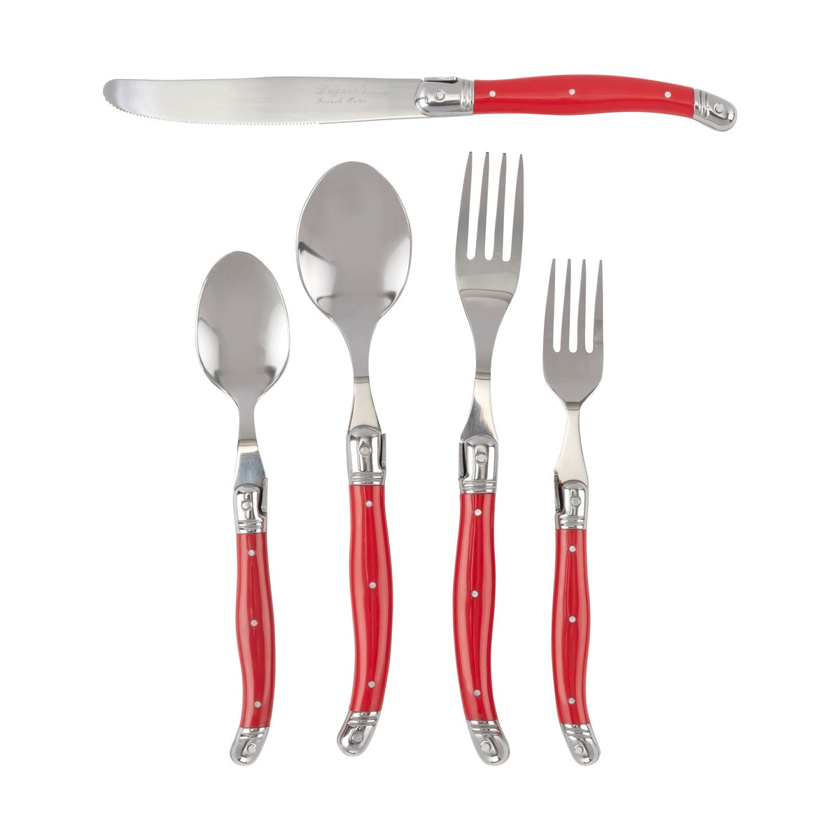  French Home Laguiole 20 Piece Stainless Steel Flatware Set, Service for 4, Scarlet Red - Default Title - Bonton