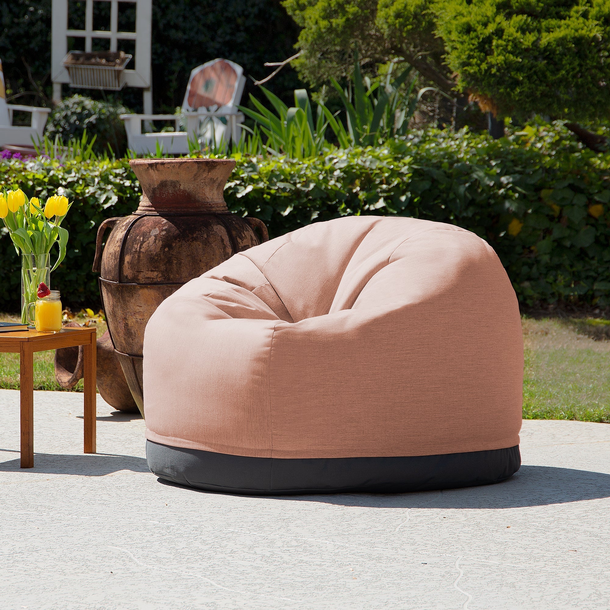  Jaxx Palmetto Large Round Outdoor Bean Bag Club Chair - Petal - Bonton