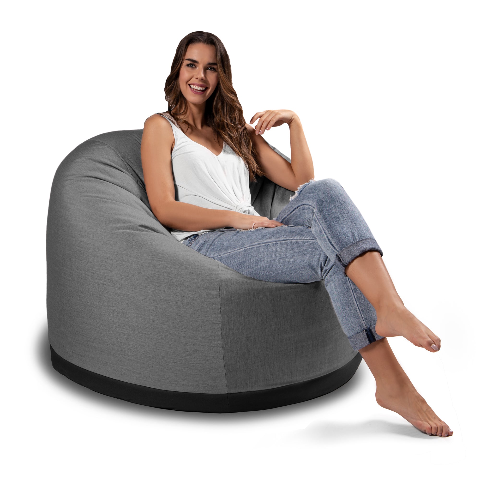  Jaxx Palmetto Large Round Outdoor Bean Bag Club Chair - Slate - Bonton