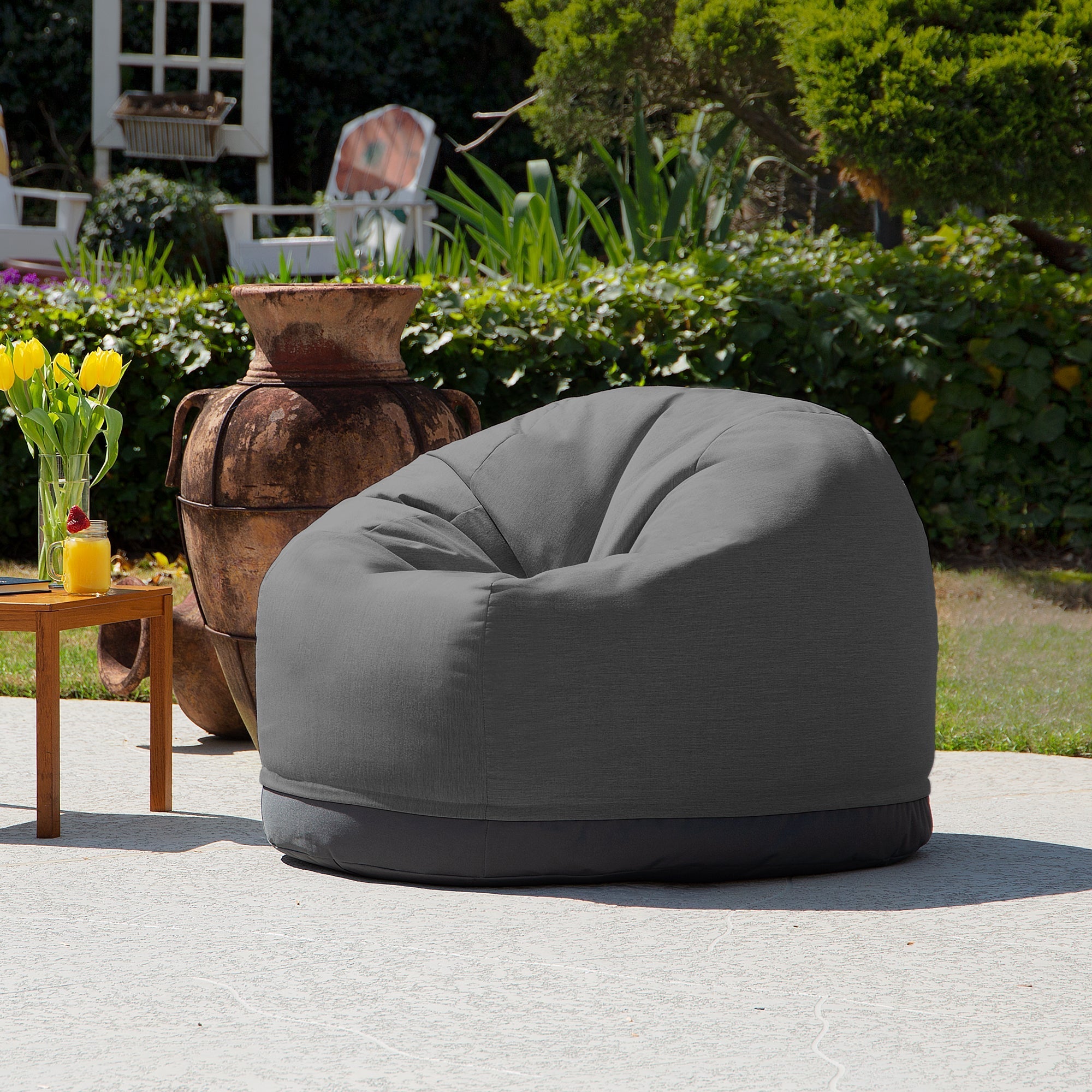  Jaxx Palmetto Large Round Outdoor Bean Bag Club Chair - Slate - Bonton