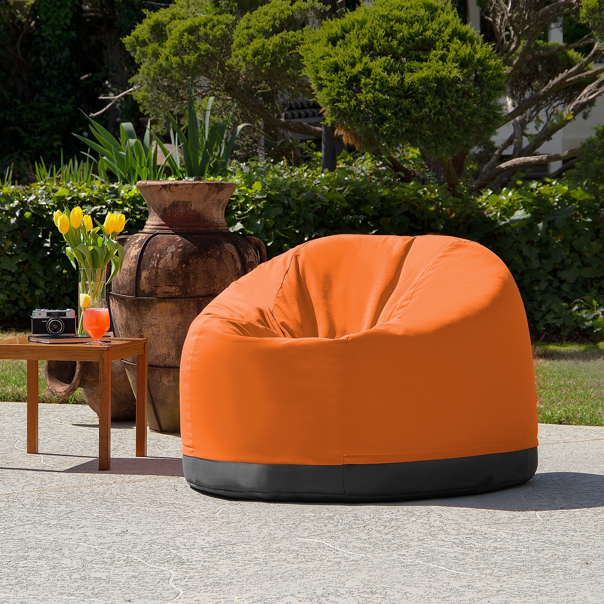  Jaxx Palmetto Large Round Outdoor Bean Bag Club Chair - Tangerine - Bonton