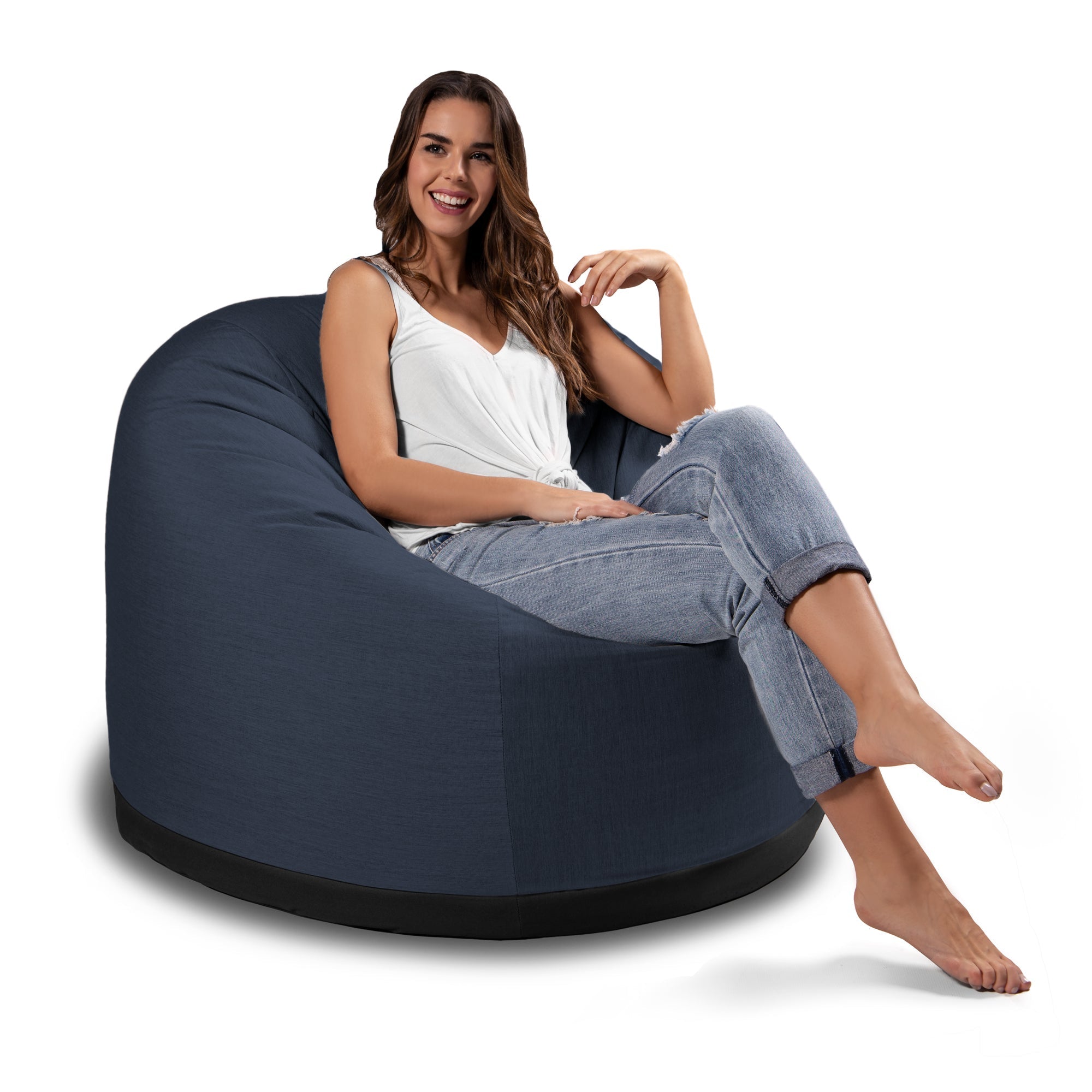  Jaxx Palmetto Large Round Outdoor Bean Bag Club Chair - Indigo - Bonton