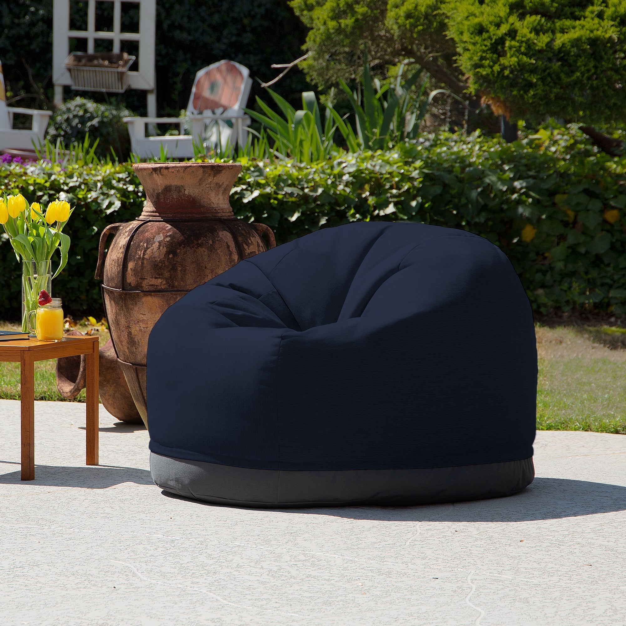  Jaxx Palmetto Large Round Outdoor Bean Bag Club Chair - Indigo - Bonton