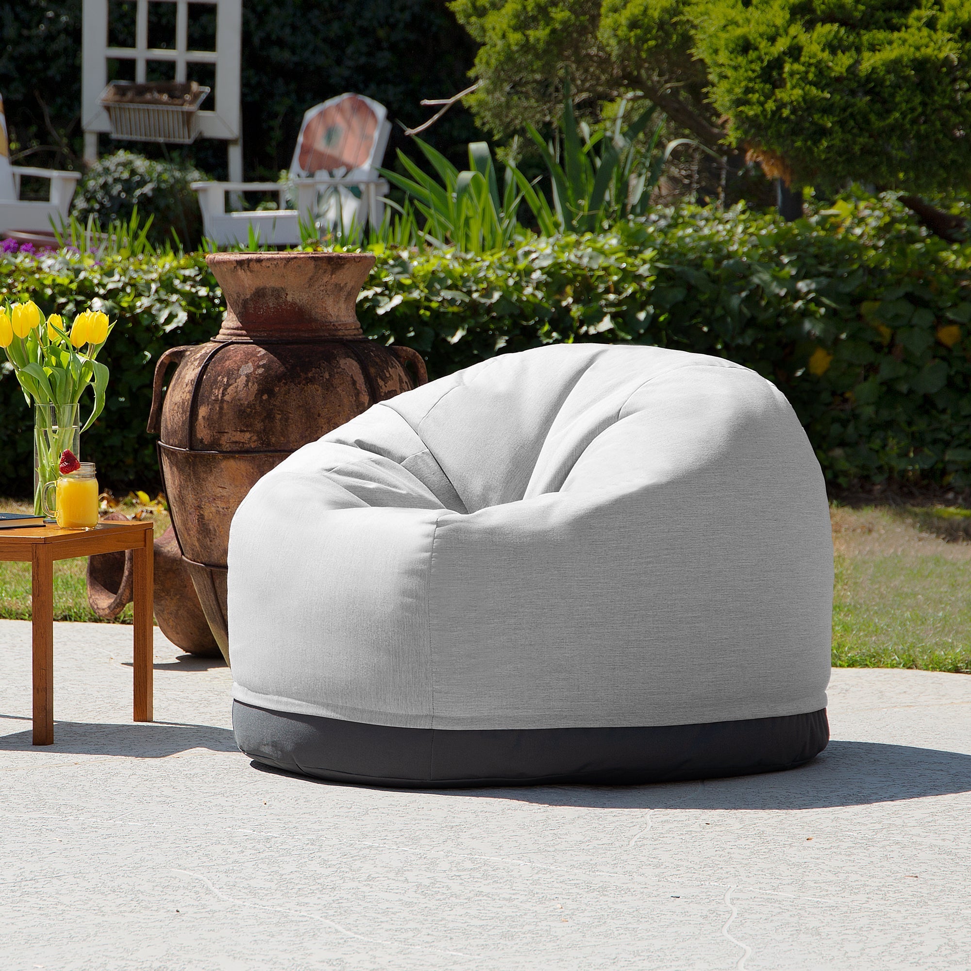  Jaxx Palmetto Large Round Outdoor Bean Bag Club Chair - Granite - Bonton