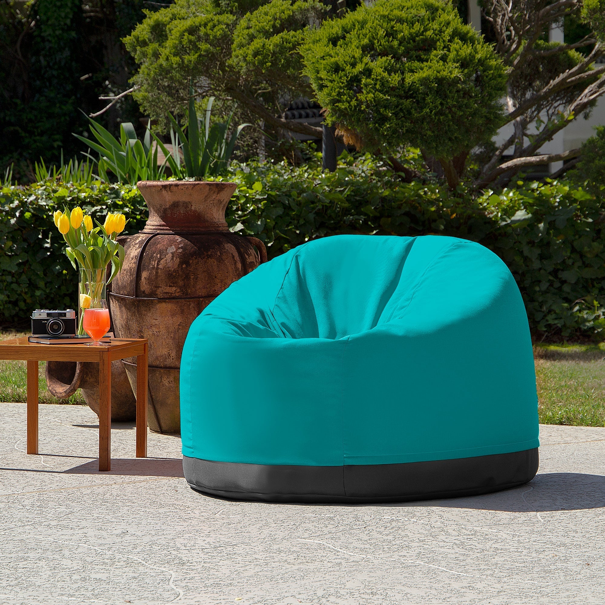  Jaxx Palmetto Large Round Outdoor Bean Bag Club Chair - Aruba Blue - Bonton