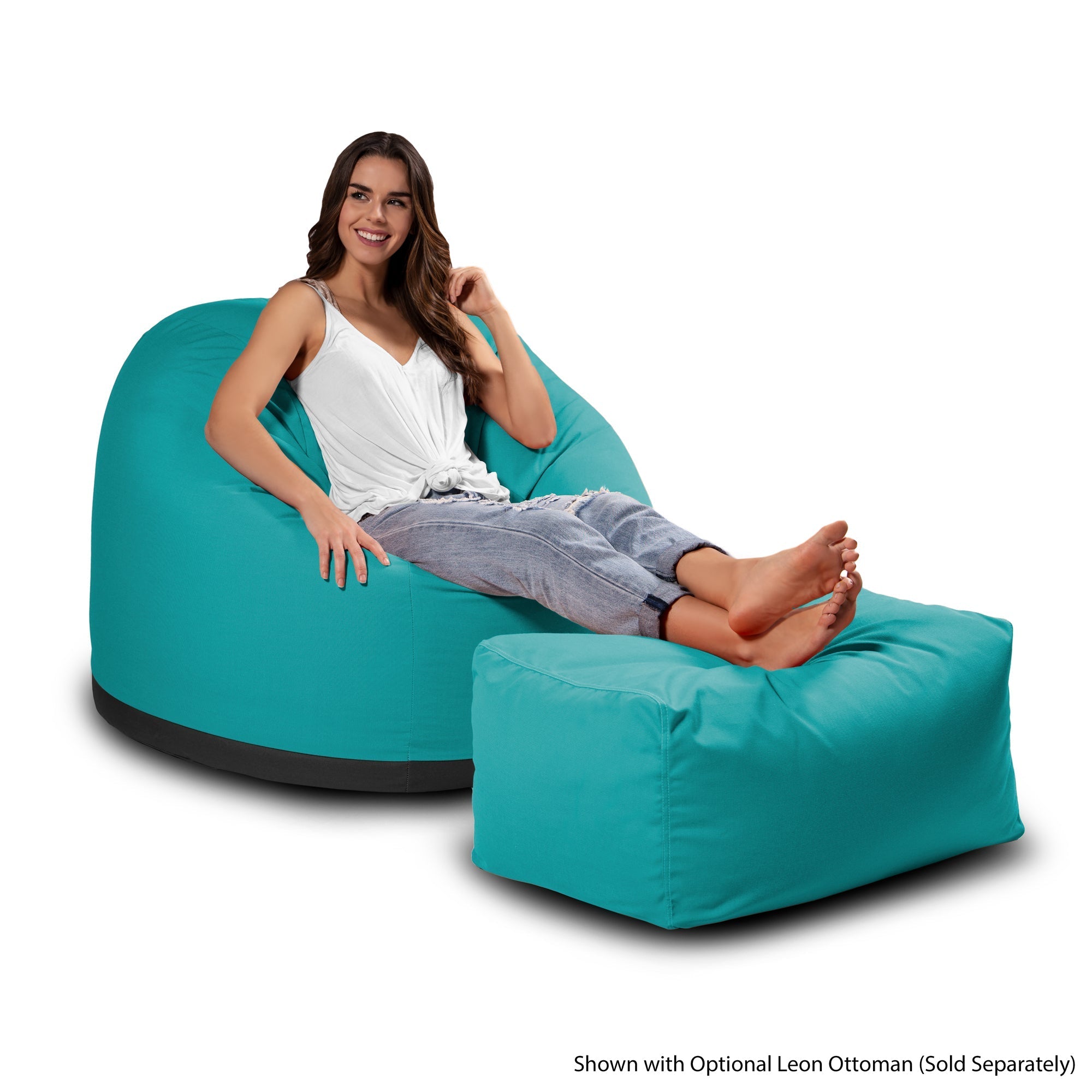  Jaxx Palmetto Large Round Outdoor Bean Bag Club Chair - Aruba Blue - Bonton