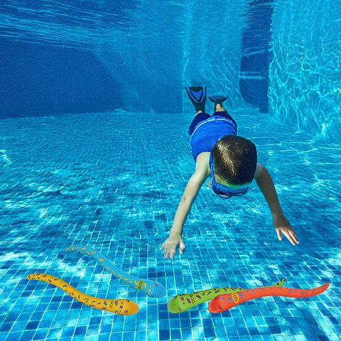 Set of 4 Vibrantly Colored Fun Moray Eel Diving Point Sticks Swimming Pool Toys 10''