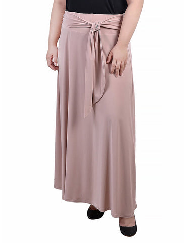 Plus Size Maxi Skirt With Sash Waist Tie