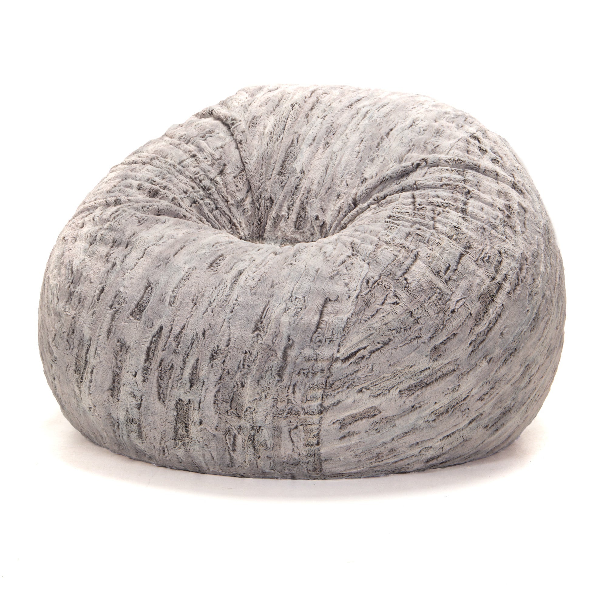  Jaxx Saxx Plush Round Bean Bag 4' - Silver Fox - Bonton