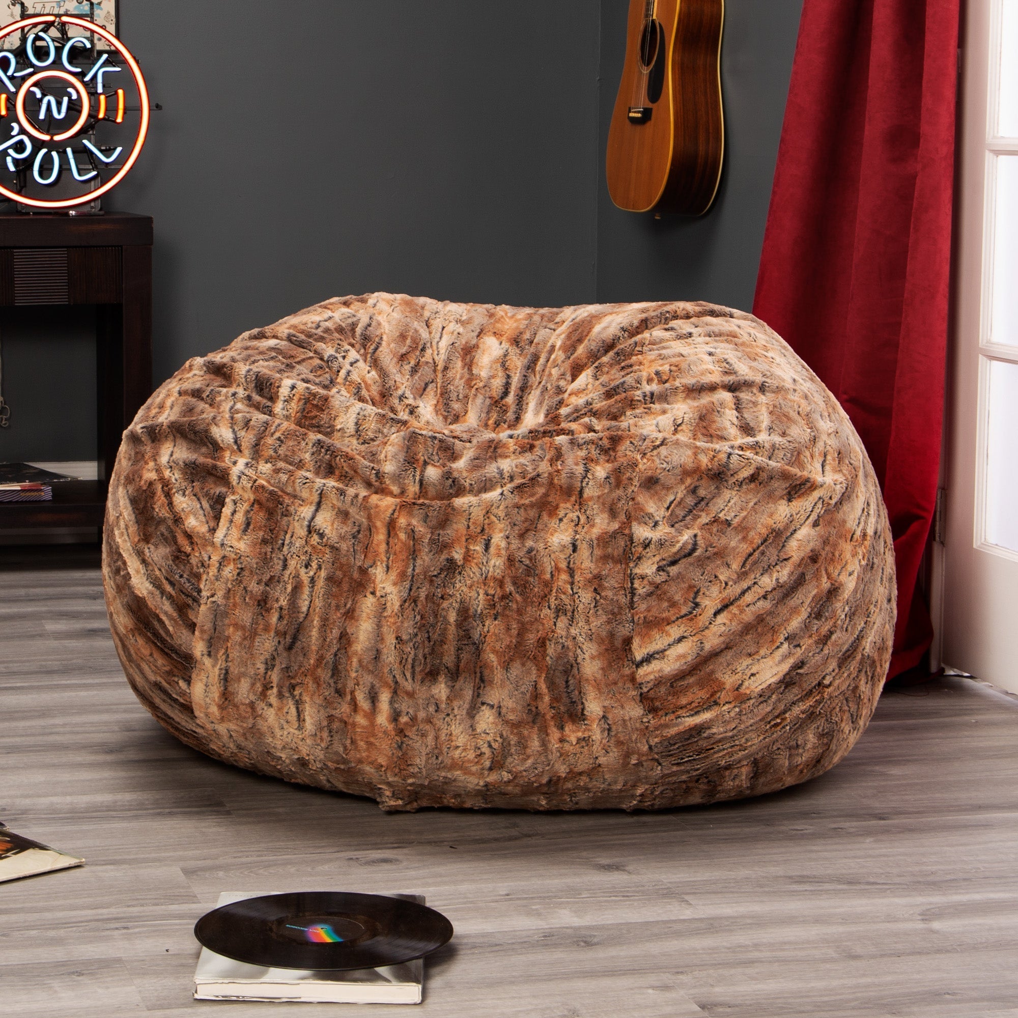  Jaxx Saxx Plush Round Bean Bag 4' - Red Fox - Bonton