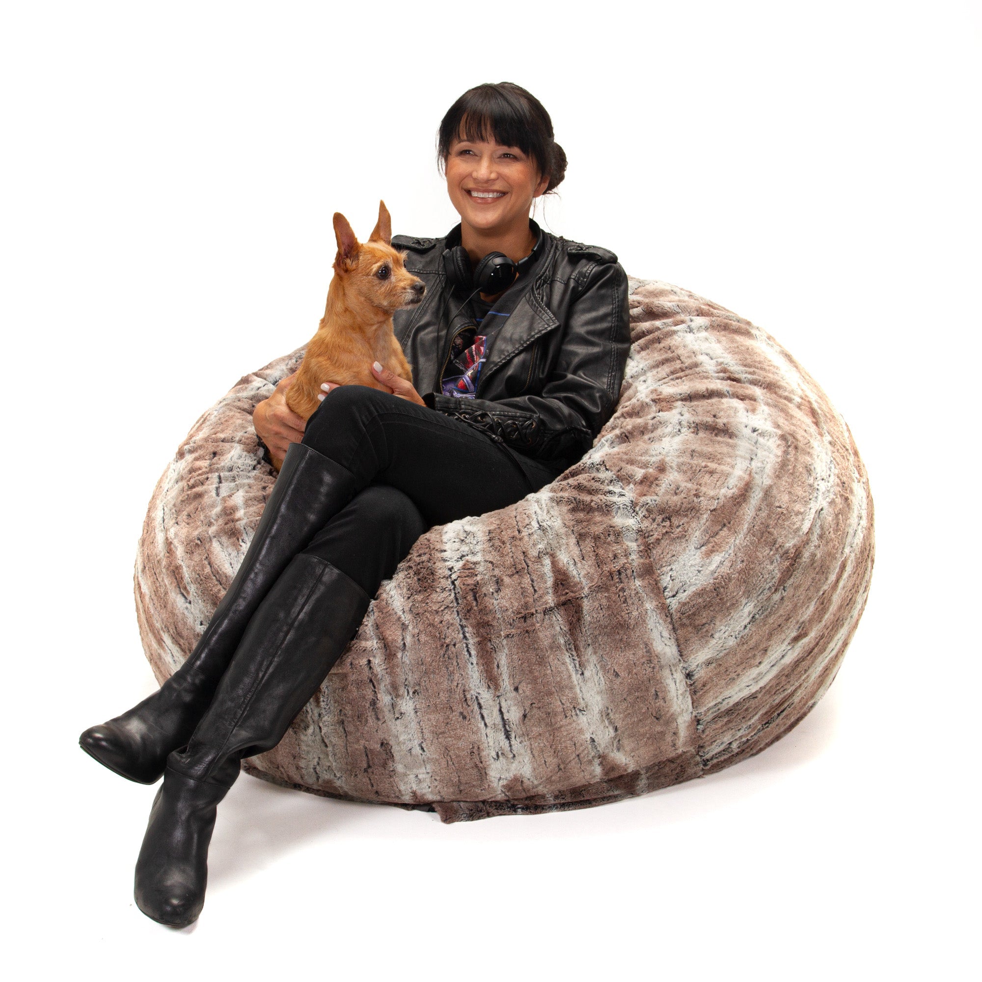  Jaxx Saxx Plush Round Bean Bag 4' - Mountain Fox - Bonton