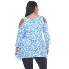 Plus Size Leopard Cold Shoulder Tunic